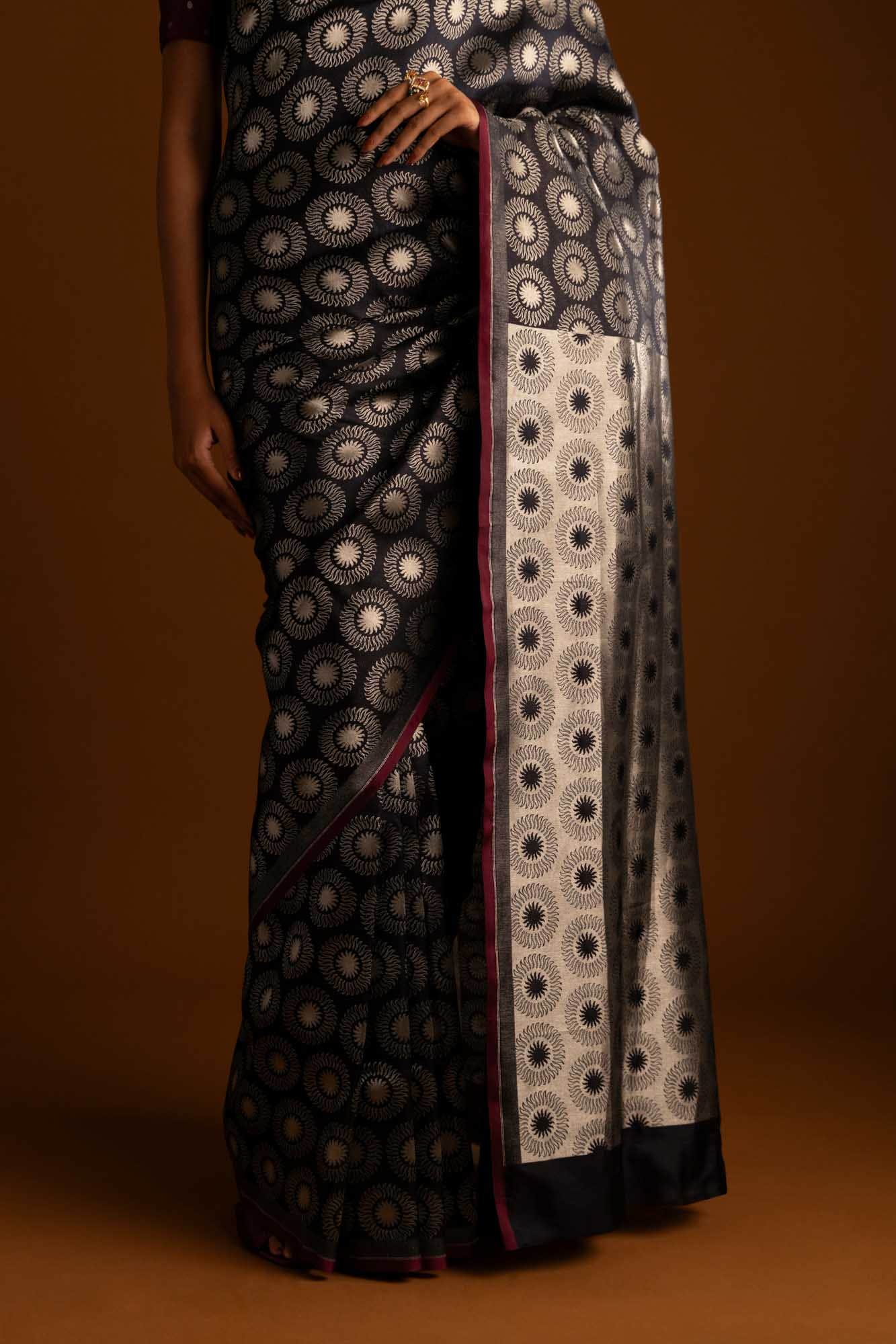 A New Day-Black Banarasi Silk Saree - Image 6