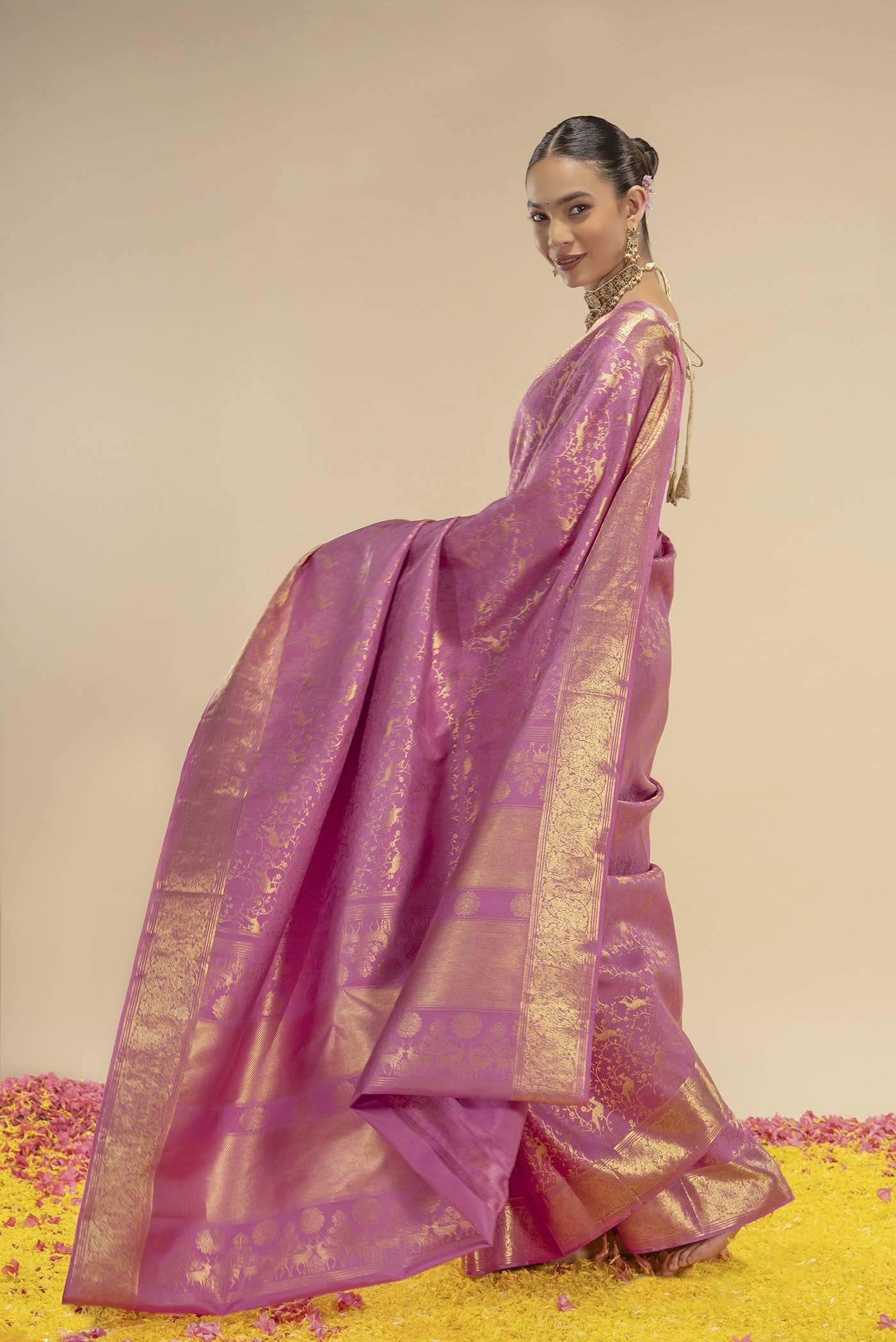 Aaditi-Pink Kanchipuram Silk Saree - Image 2
