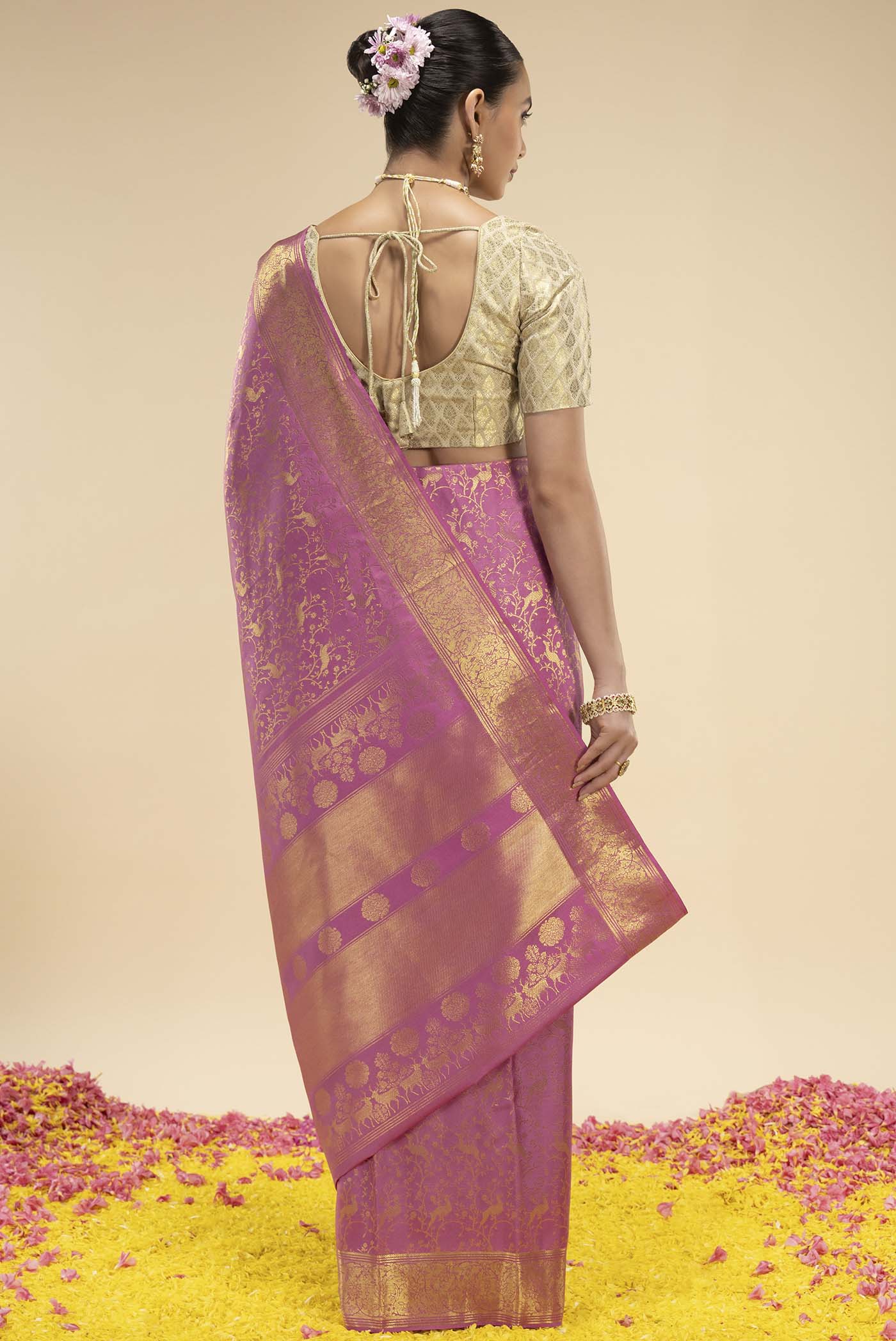 Aaditi-Pink Kanchipuram Silk Saree - Image 6