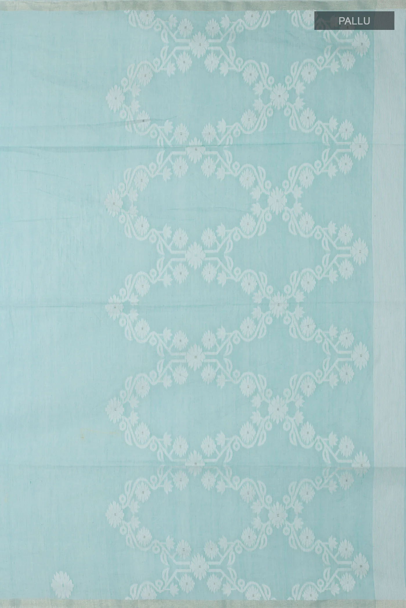 Aaheli-Sky Blue Bengal Cotton Saree - Image 11