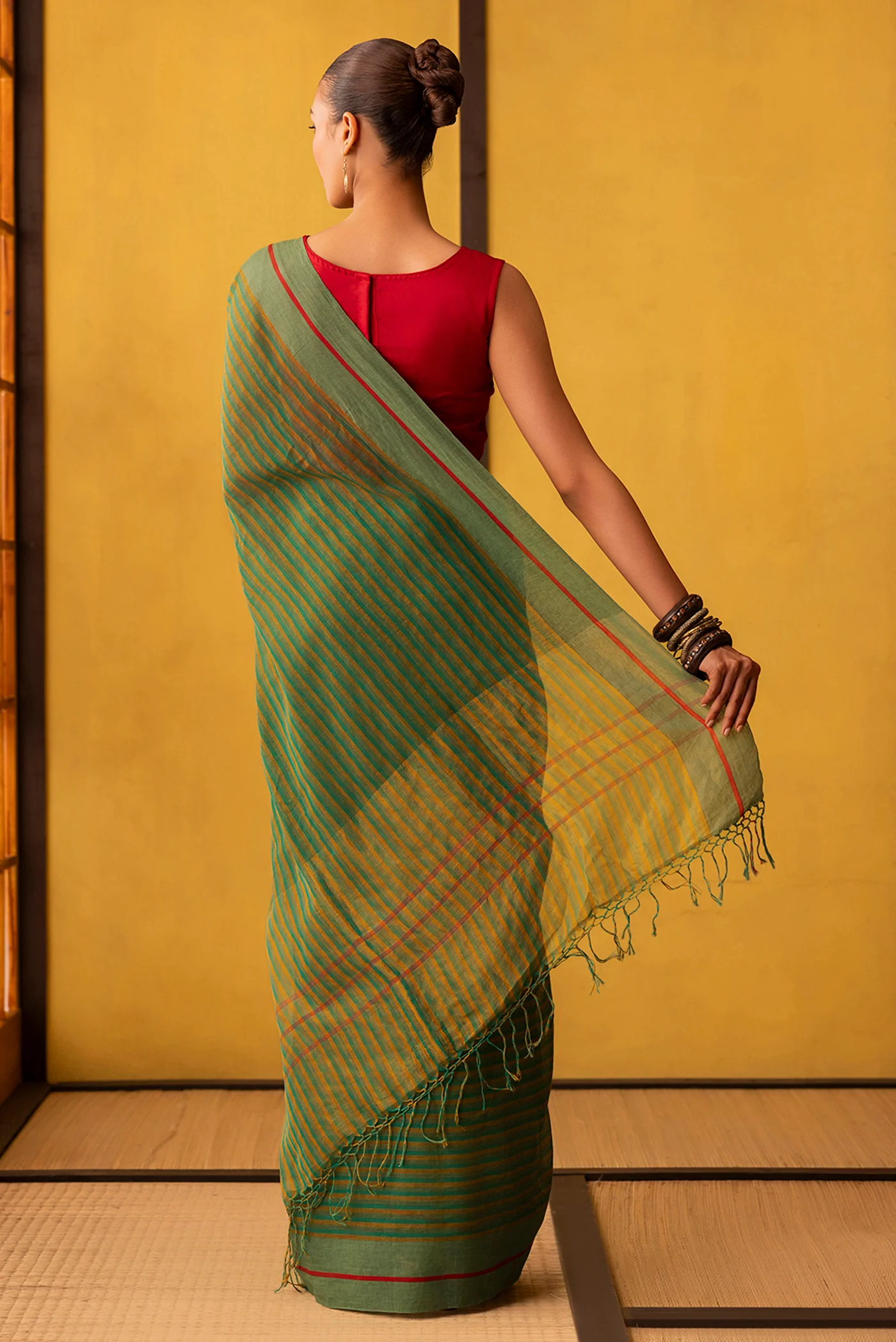 Aamras-Green Cotton Saree - Image 6
