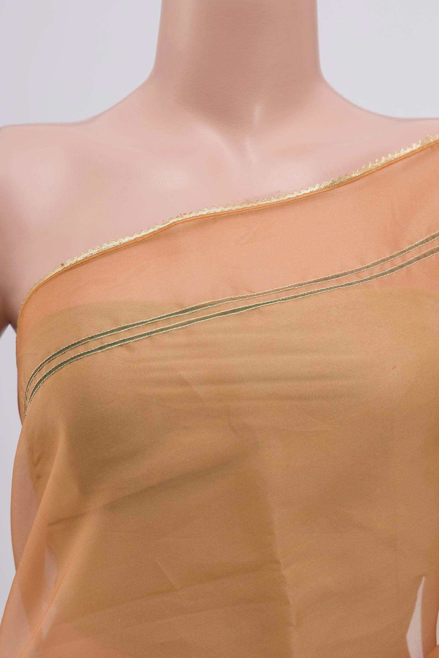 Aboli-Apricot Orange Organza Silk Saree - Image 3