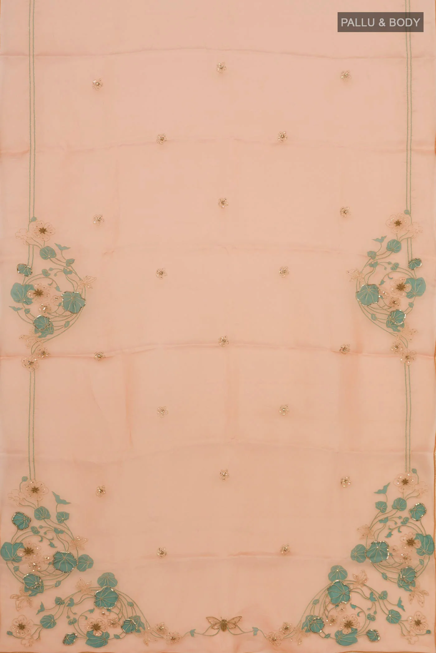 Aboli-Apricot Orange Organza Silk Saree - Image 7
