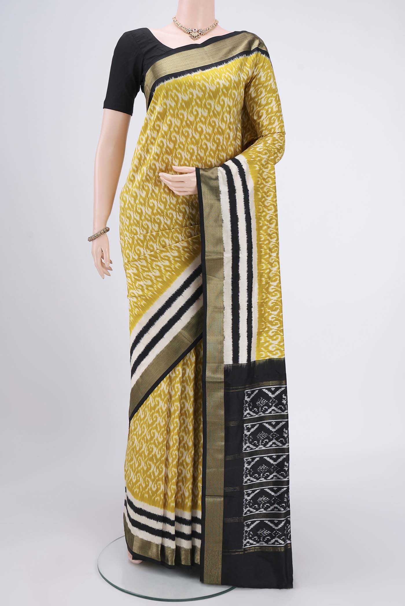Mustard Pochampally Silk Saree