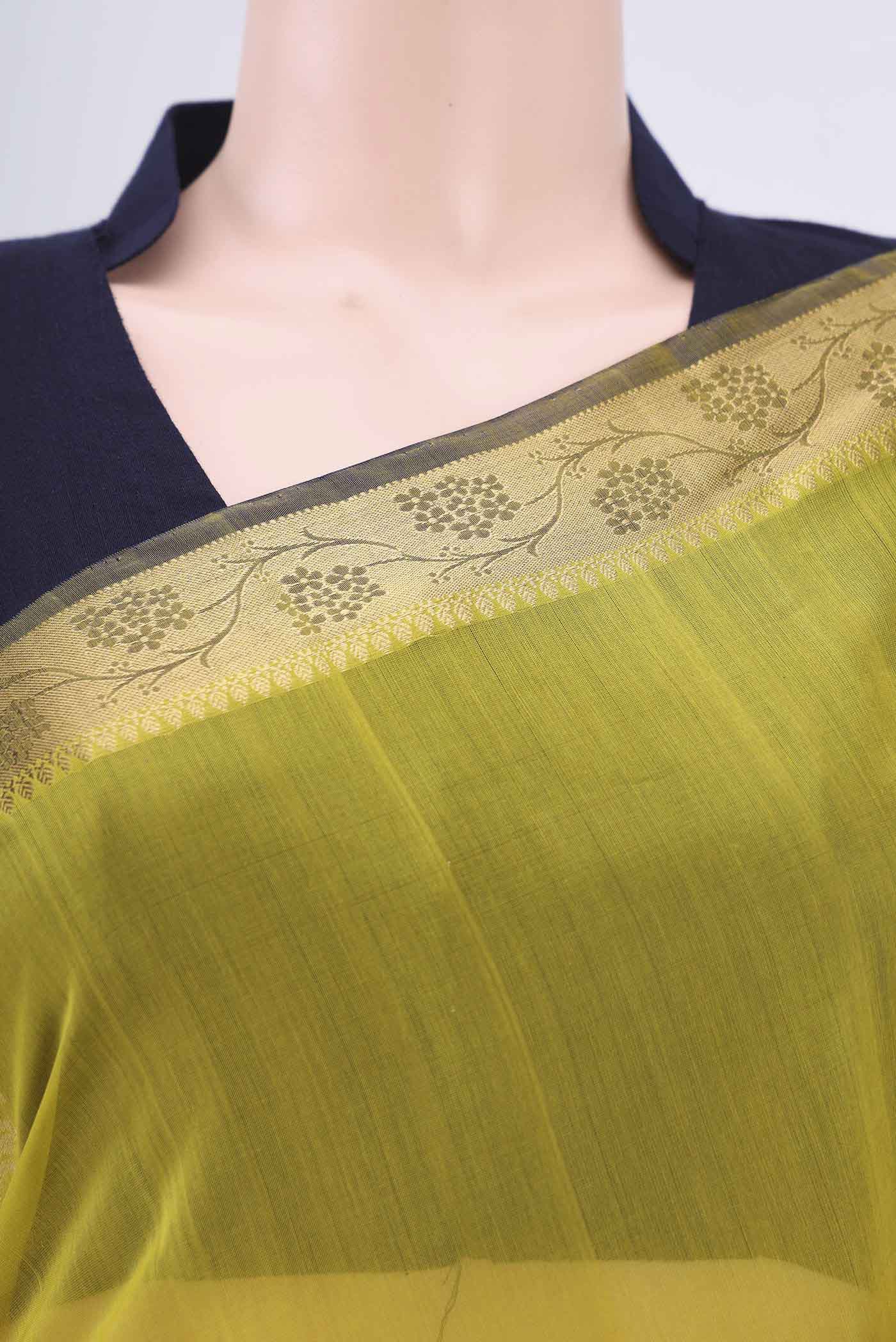Yellow Silk Cotton Saree - Image 2