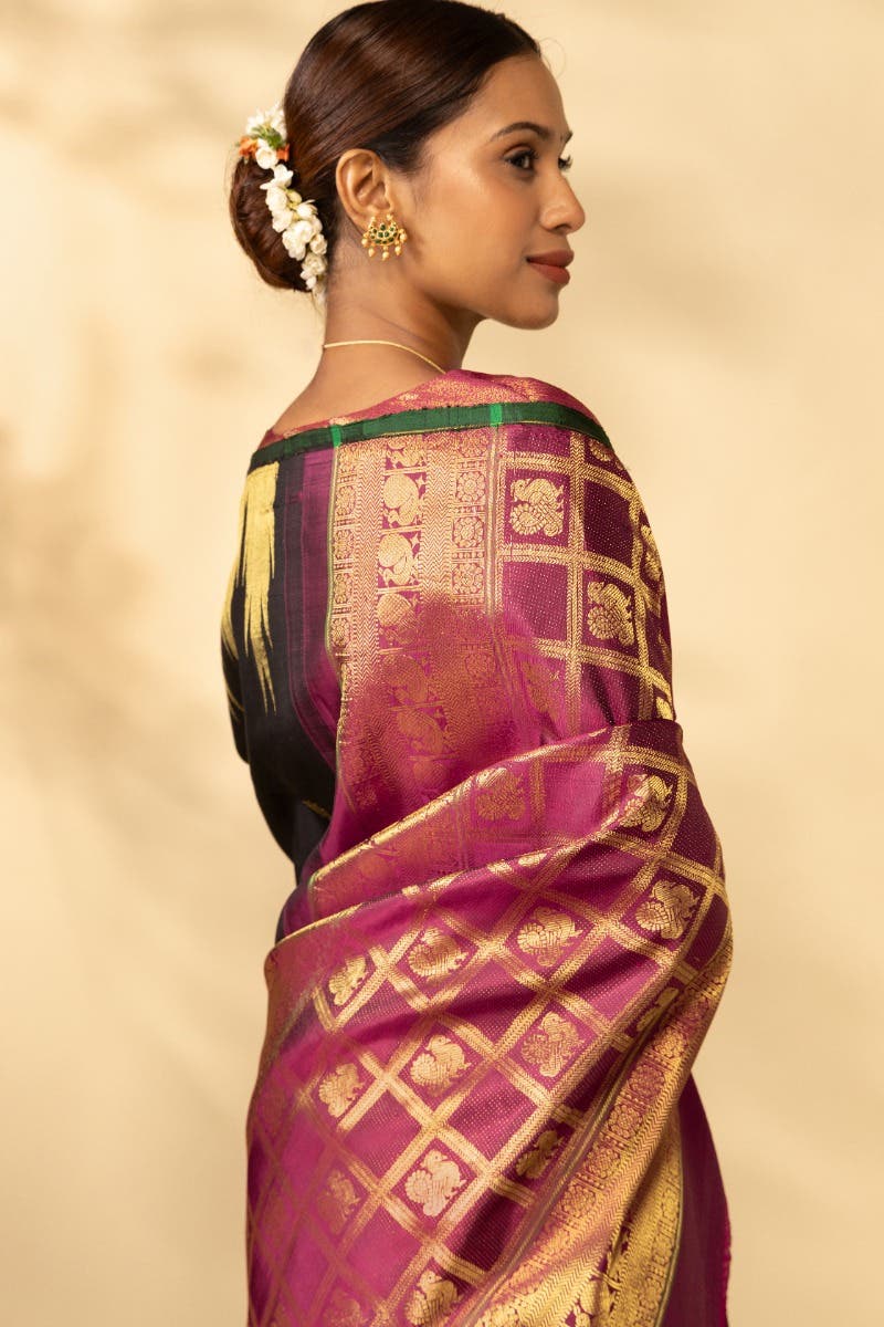 Aishwaryam-Black Kanchipuram Silk Saree - Image 6