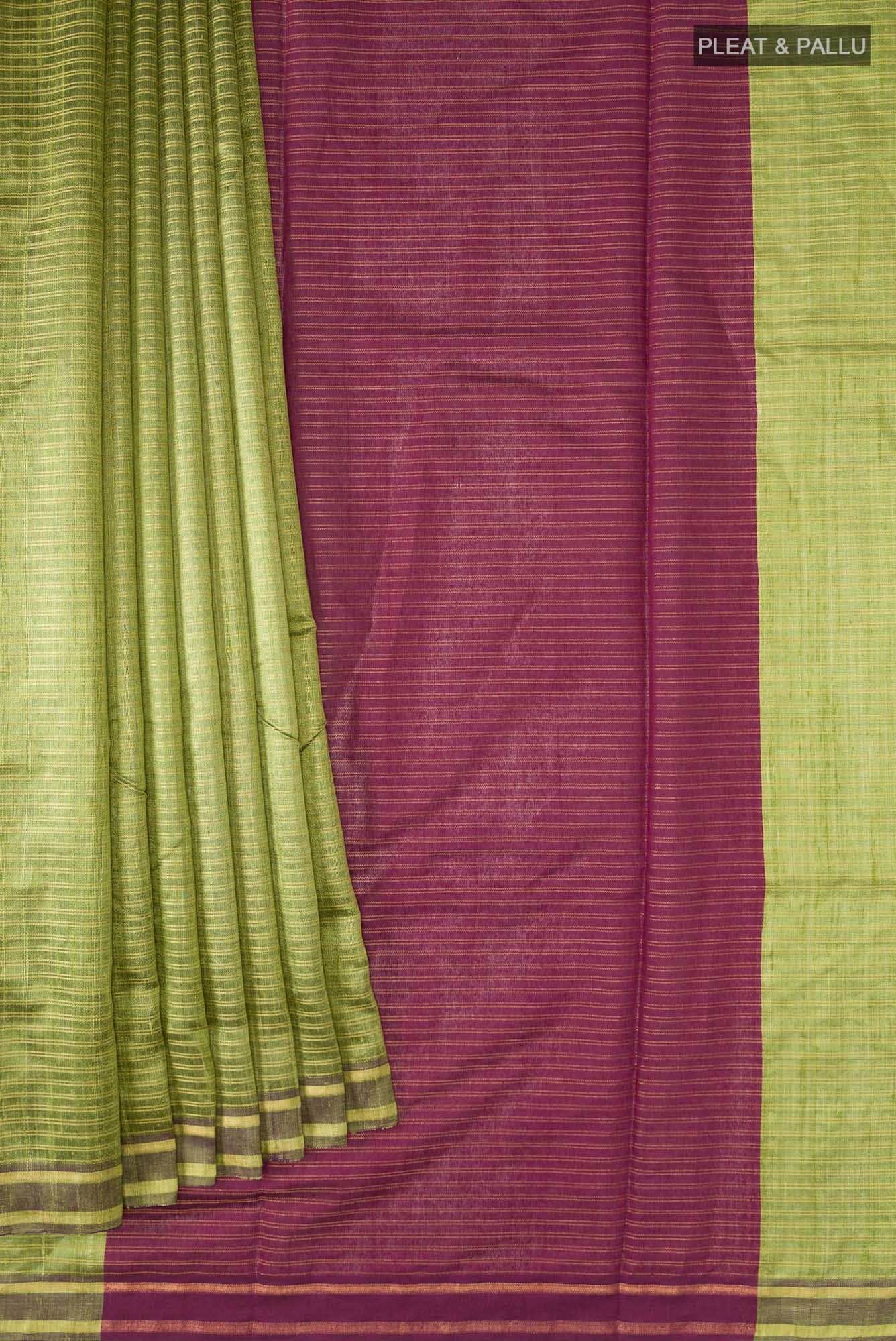 Akira-Olive Green Bhagalpuri Tussar Silk Saree - Image 3