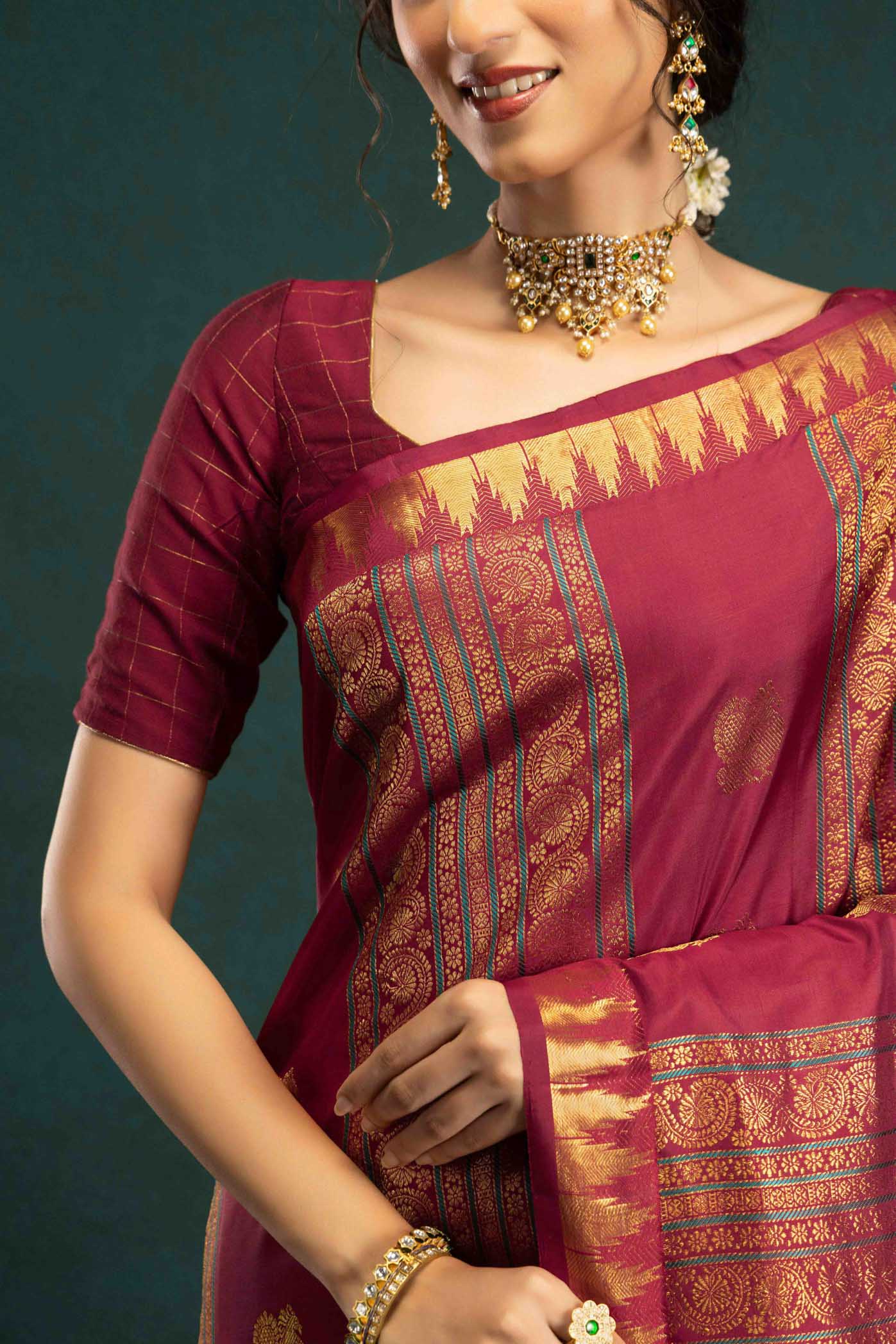 Amaaya-Red Kanchipuram Silk Saree - Image 5