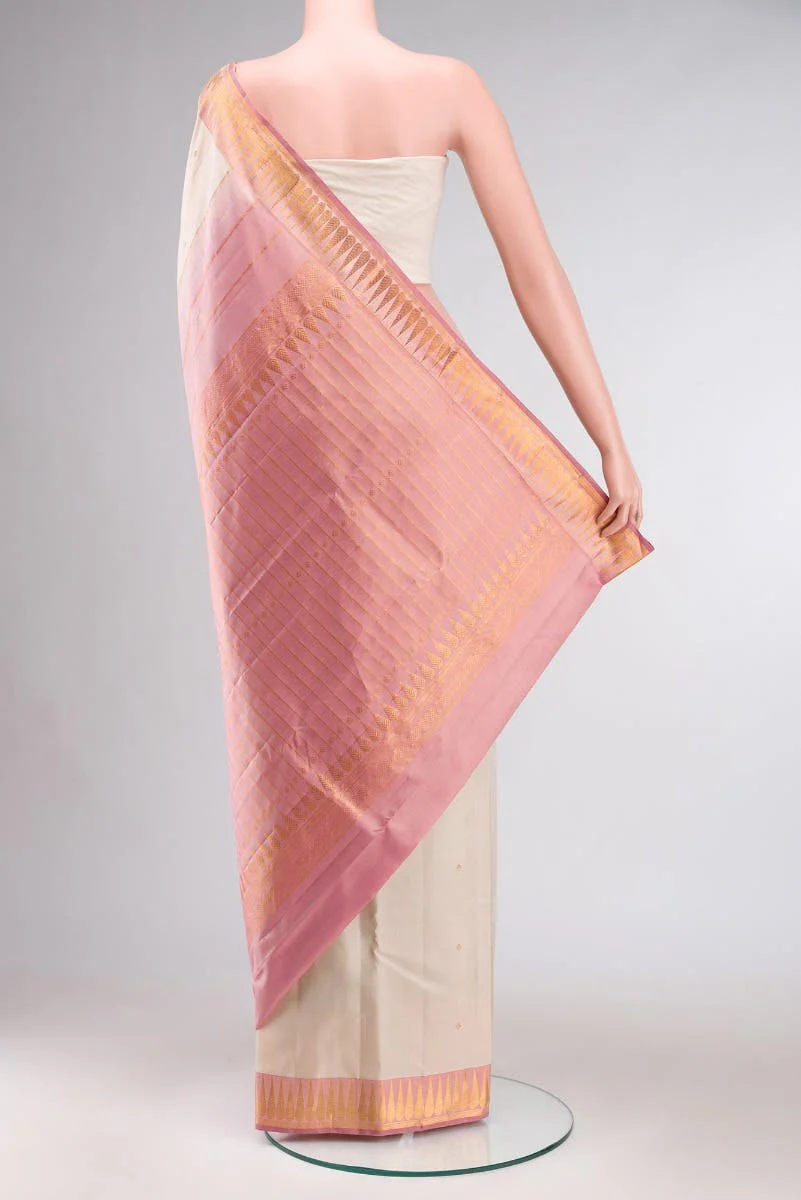 Amara-Cream Kanchipuram Silk Saree - Image 4
