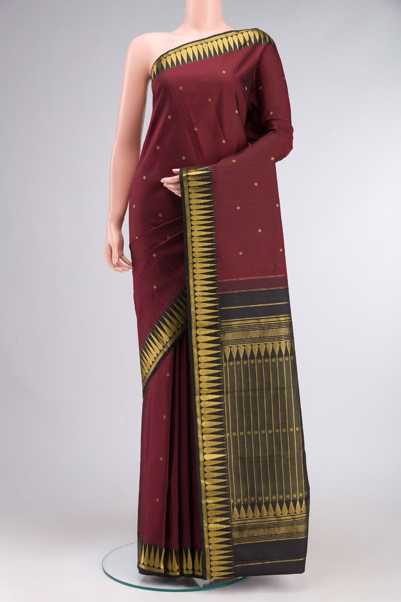 Amara-Maroon Kanchipuram Silk Saree - Image 2