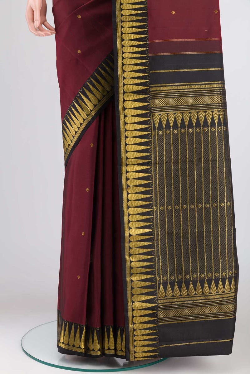 Amara-Maroon Kanchipuram Silk Saree - Image 4