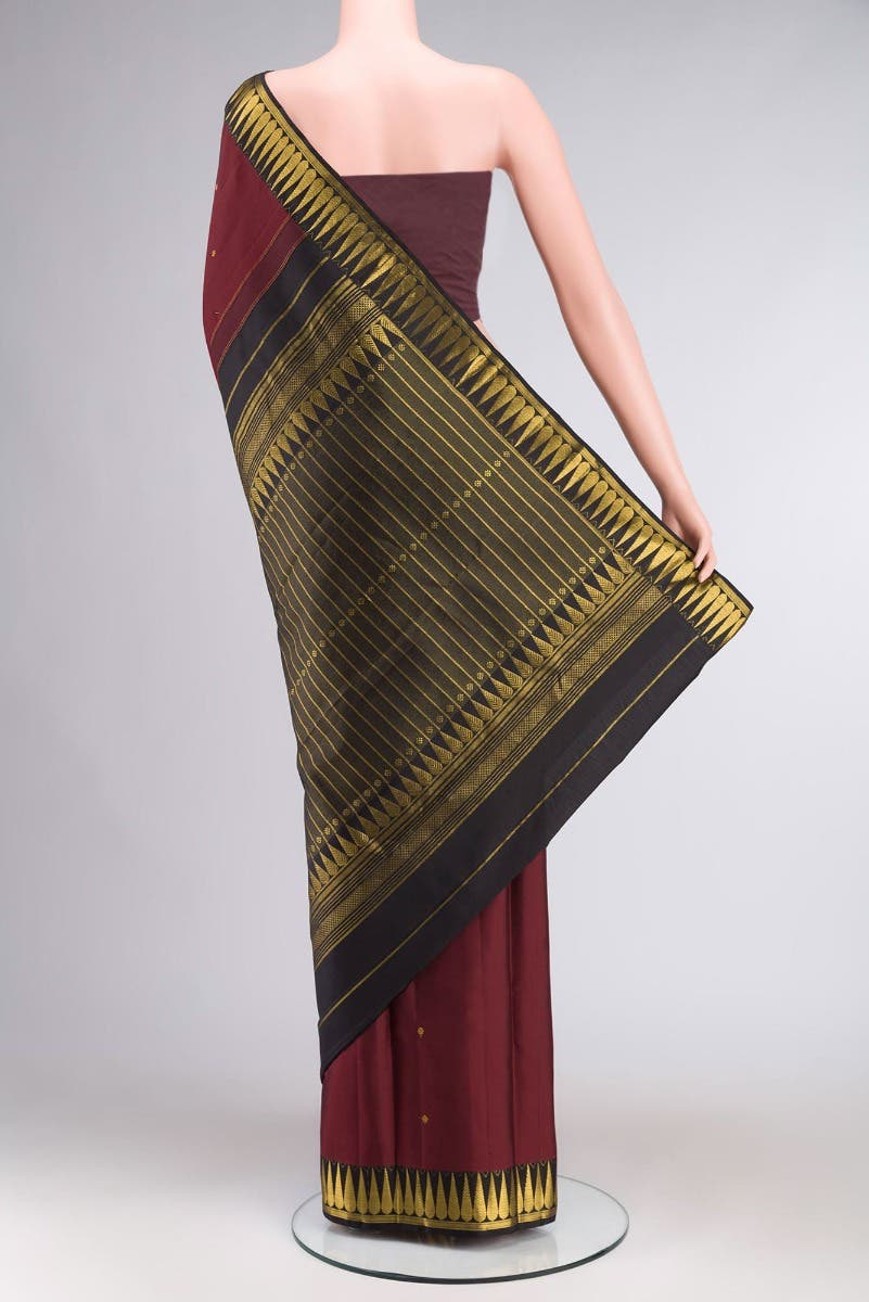 Amara-Maroon Kanchipuram Silk Saree - Image 5