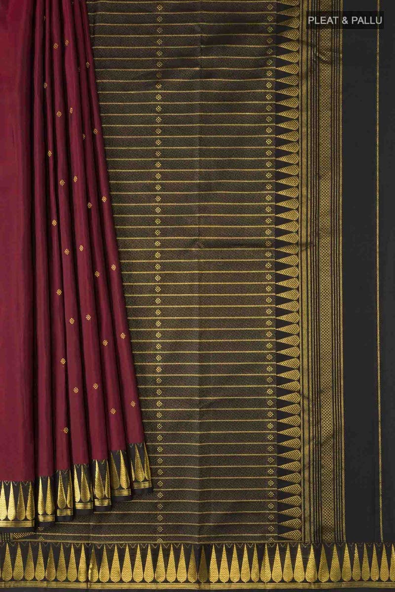 Amara-Maroon Kanchipuram Silk Saree - Image 6
