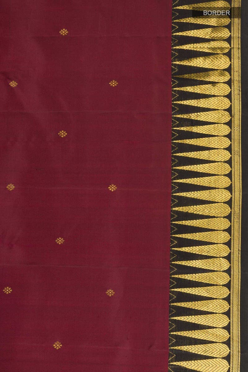 Amara-Maroon Kanchipuram Silk Saree - Image 7