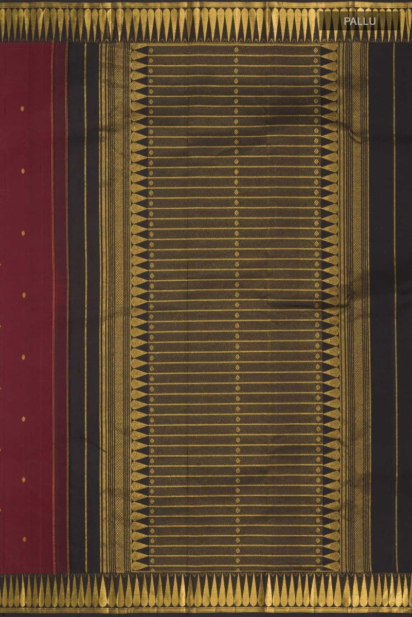 Amara-Maroon Kanchipuram Silk Saree - Image 9