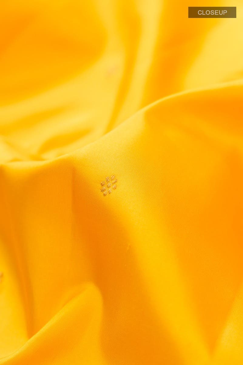 Amara-Mustard Yellow Kanchipuram Silk Saree - Image 8
