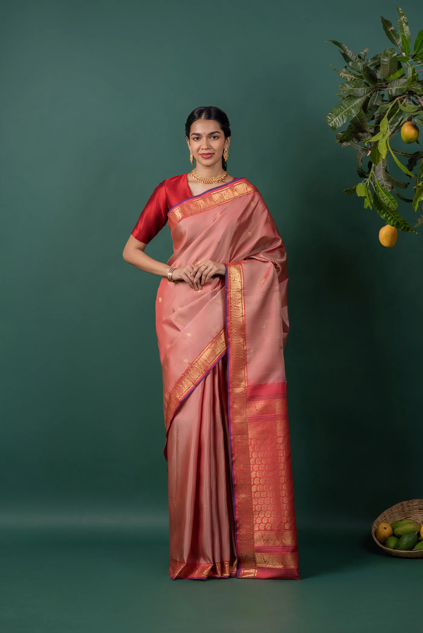 Ambara - Peach Kanchipuram Silk Saree - Image 2