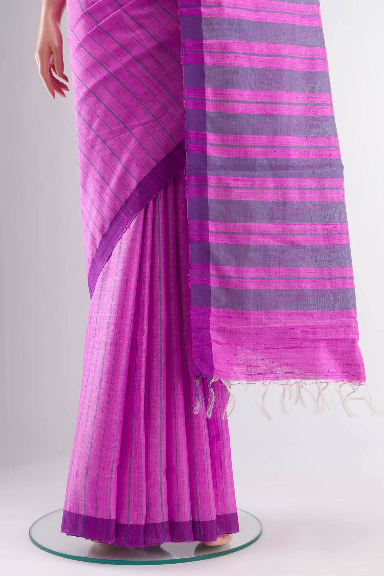 Amisha-Pink Bhagalpuri Tussar Silk Saree - Image 10