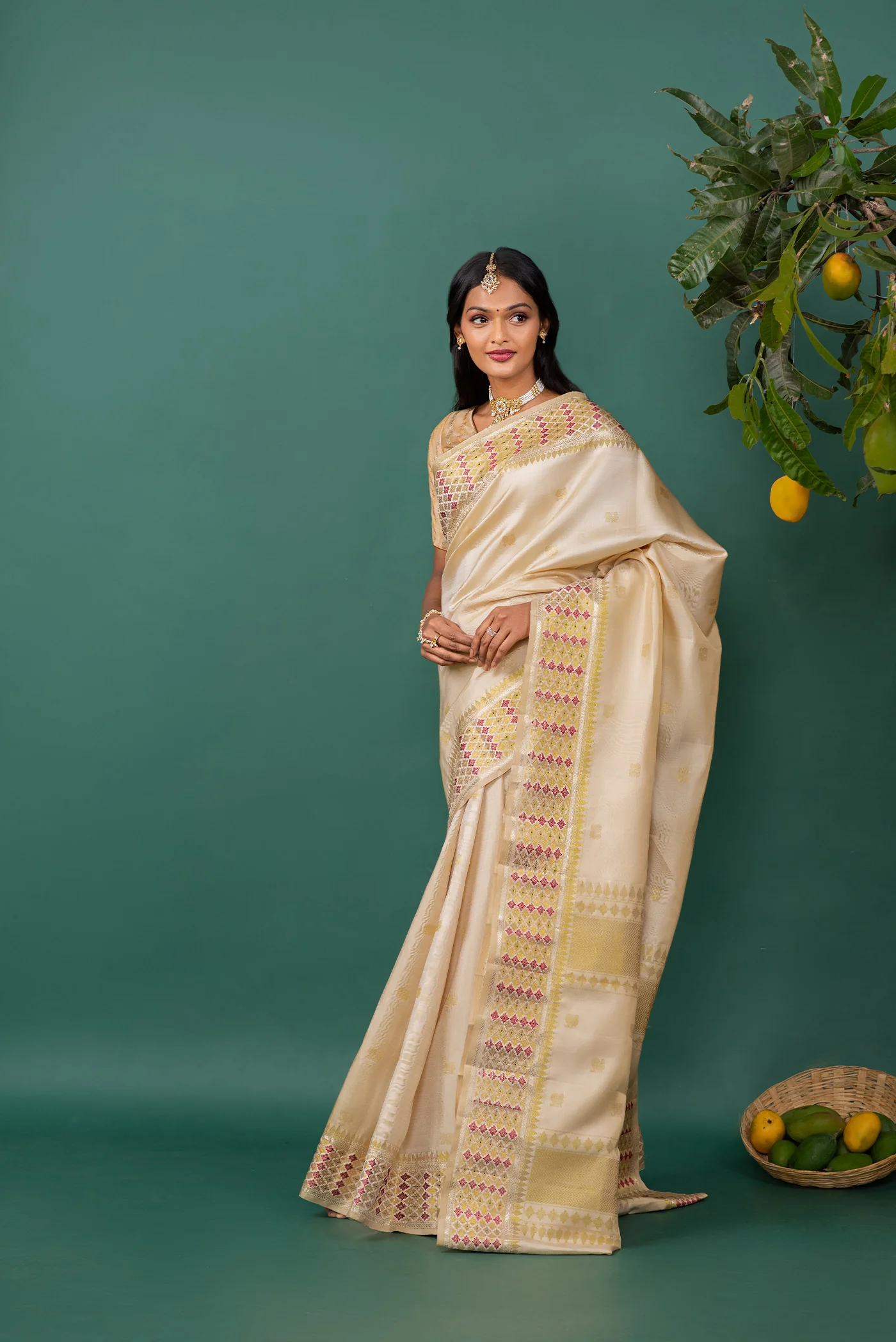 Amodhini - Off White Kanchipuram Silk Saree - Image 3