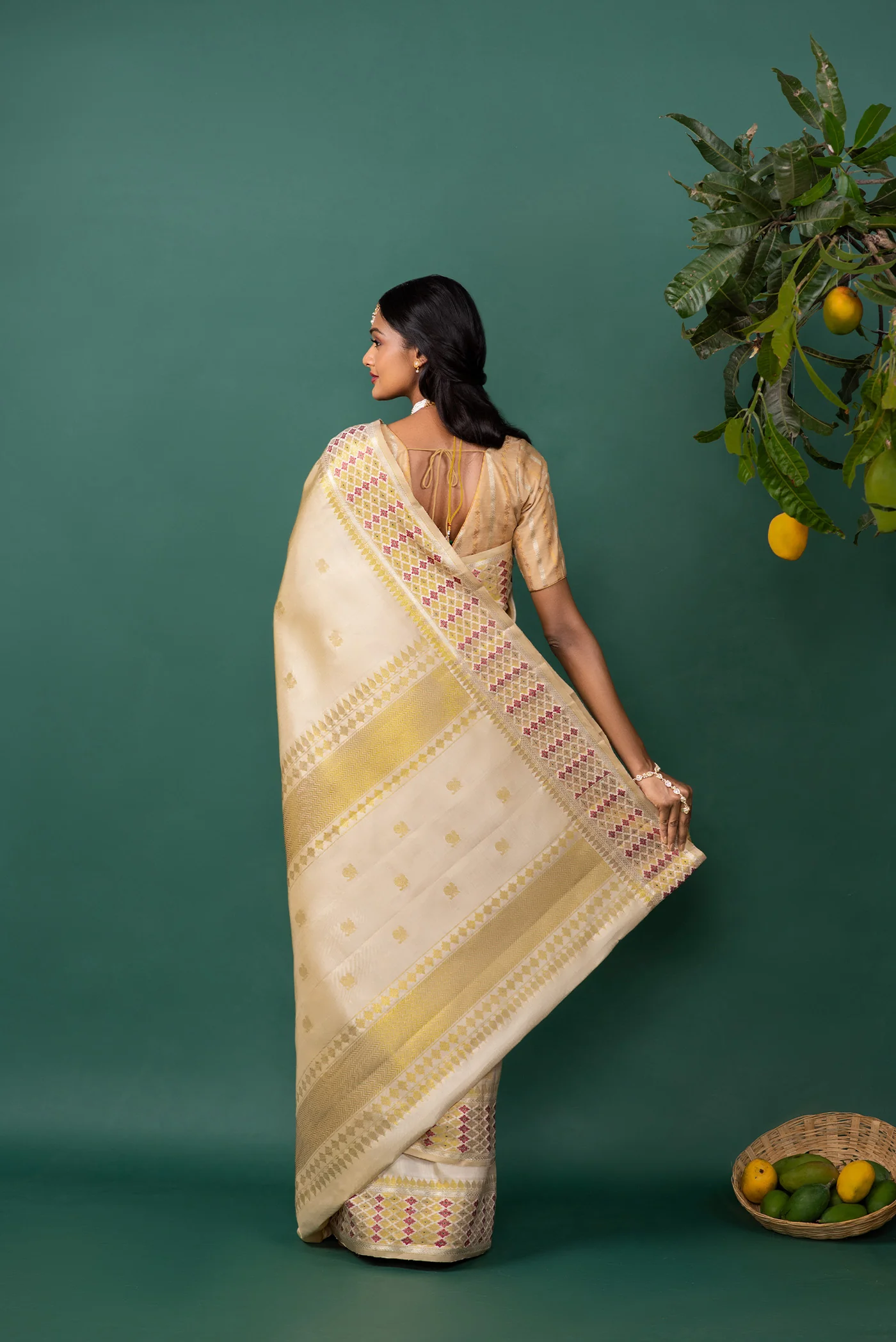 Amodhini - Off White Kanchipuram Silk Saree - Image 7