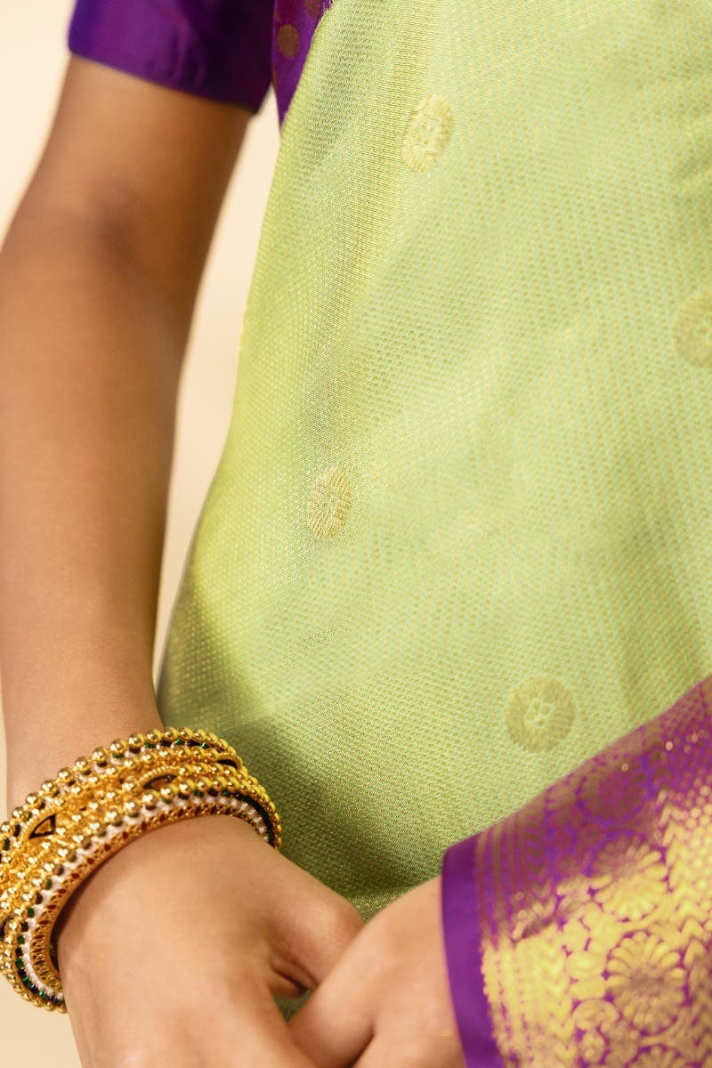 Anugraha-Pista Green Kanchipuram Silk Saree - Image 7