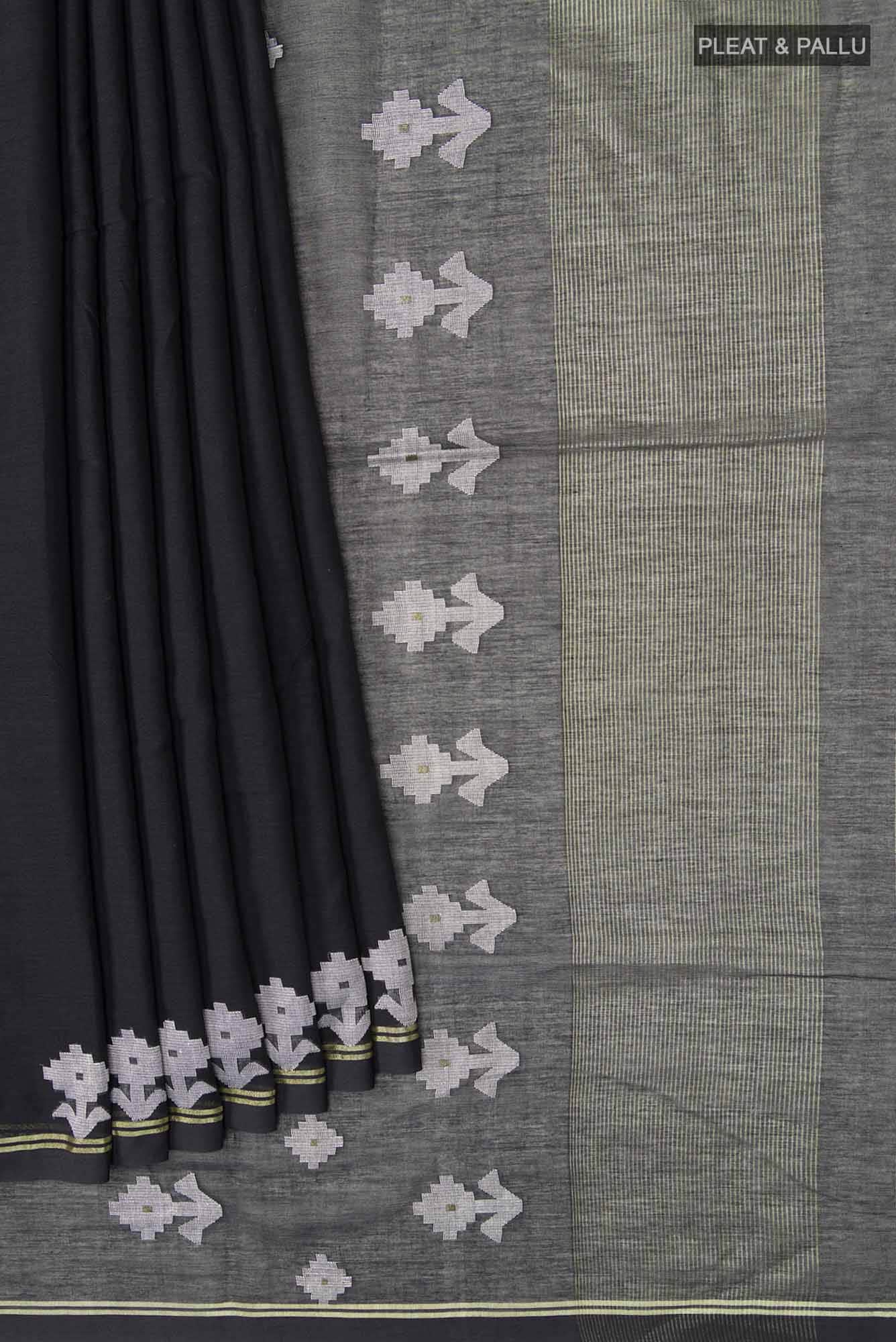 Anuradha-Black Bengal Cotton Saree - Image 3