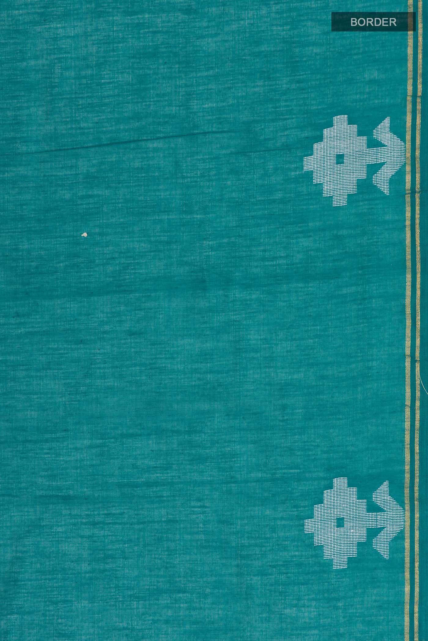 Anuradha-Teal Bengal Cotton Saree - Image 3