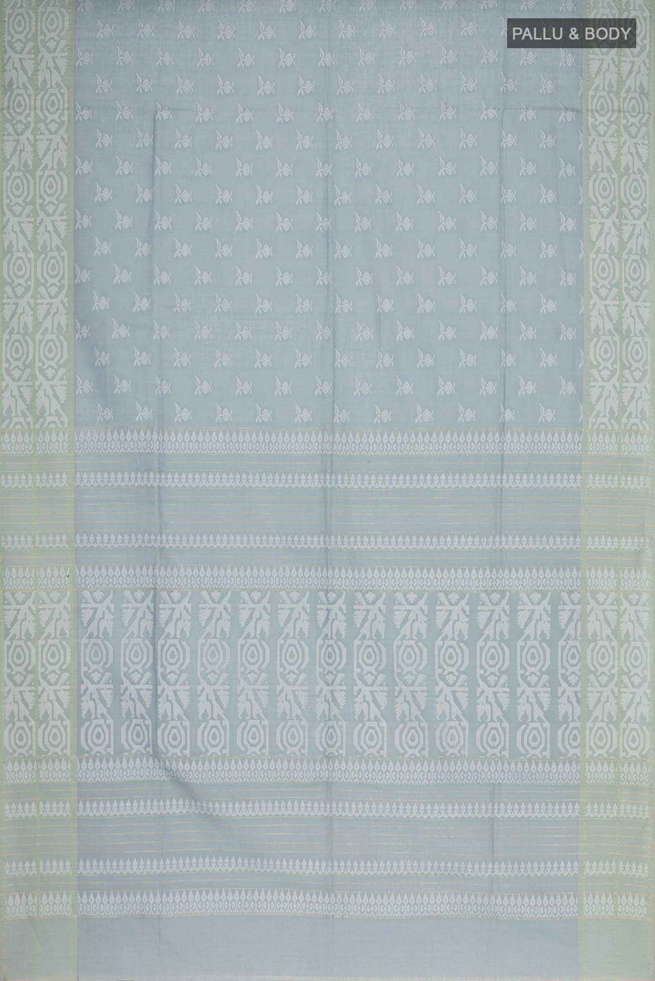 Aradhana-Grey Bengal Cotton Saree - Image 4
