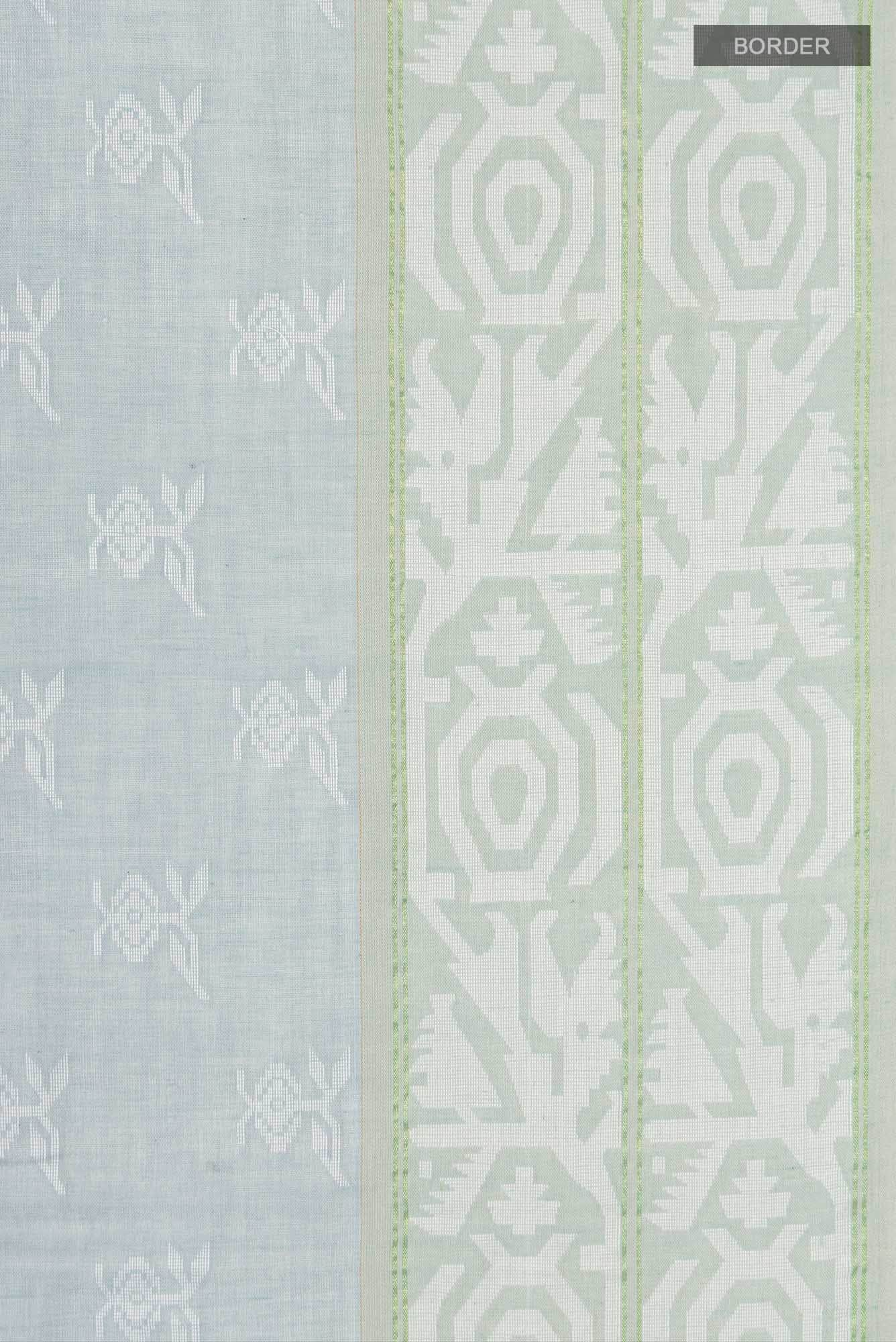 Aradhana-Grey Bengal Cotton Saree - Image 5