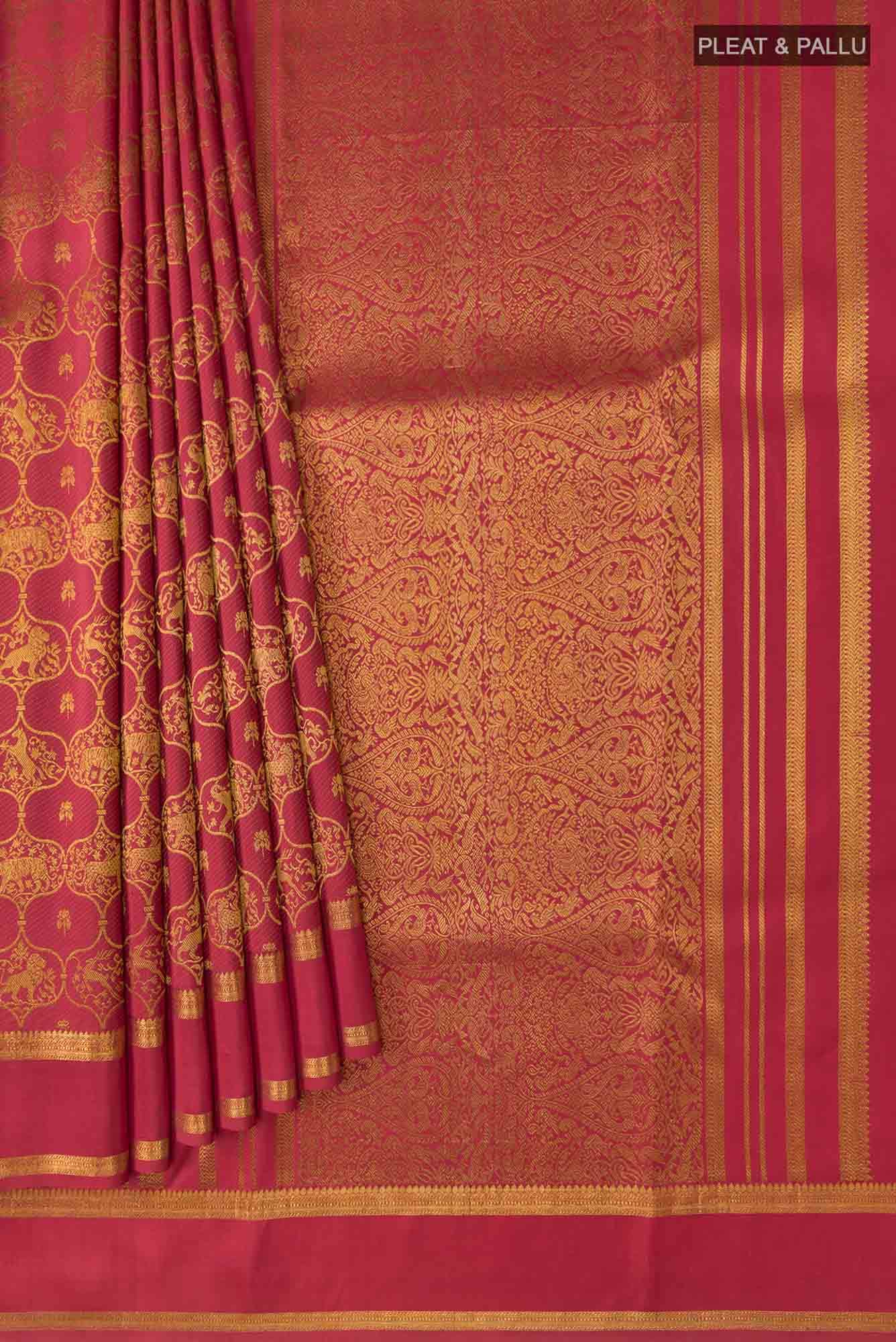 Malhar-Red Kanchipuram Silk Saree - Image 4