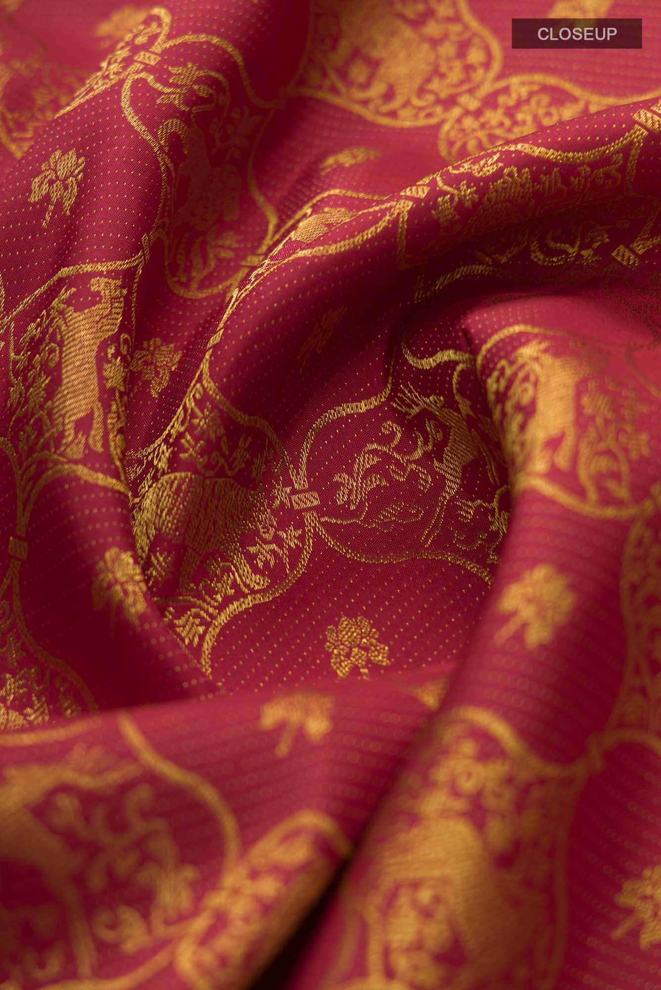 Malhar-Red Kanchipuram Silk Saree - Image 5