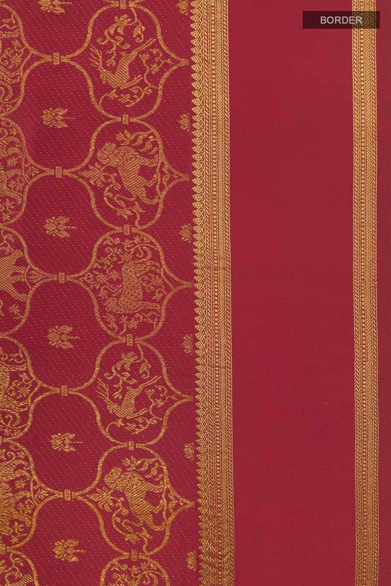 Malhar-Red Kanchipuram Silk Saree - Image 7