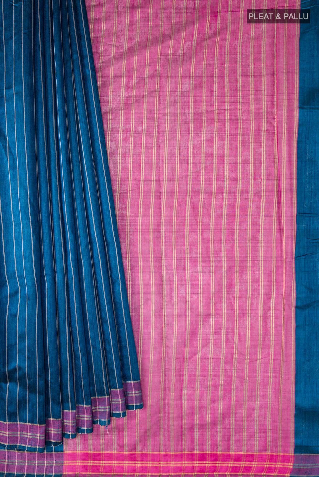 Avni-Blue Bhagalpuri Tussar Silk Saree - Image 6