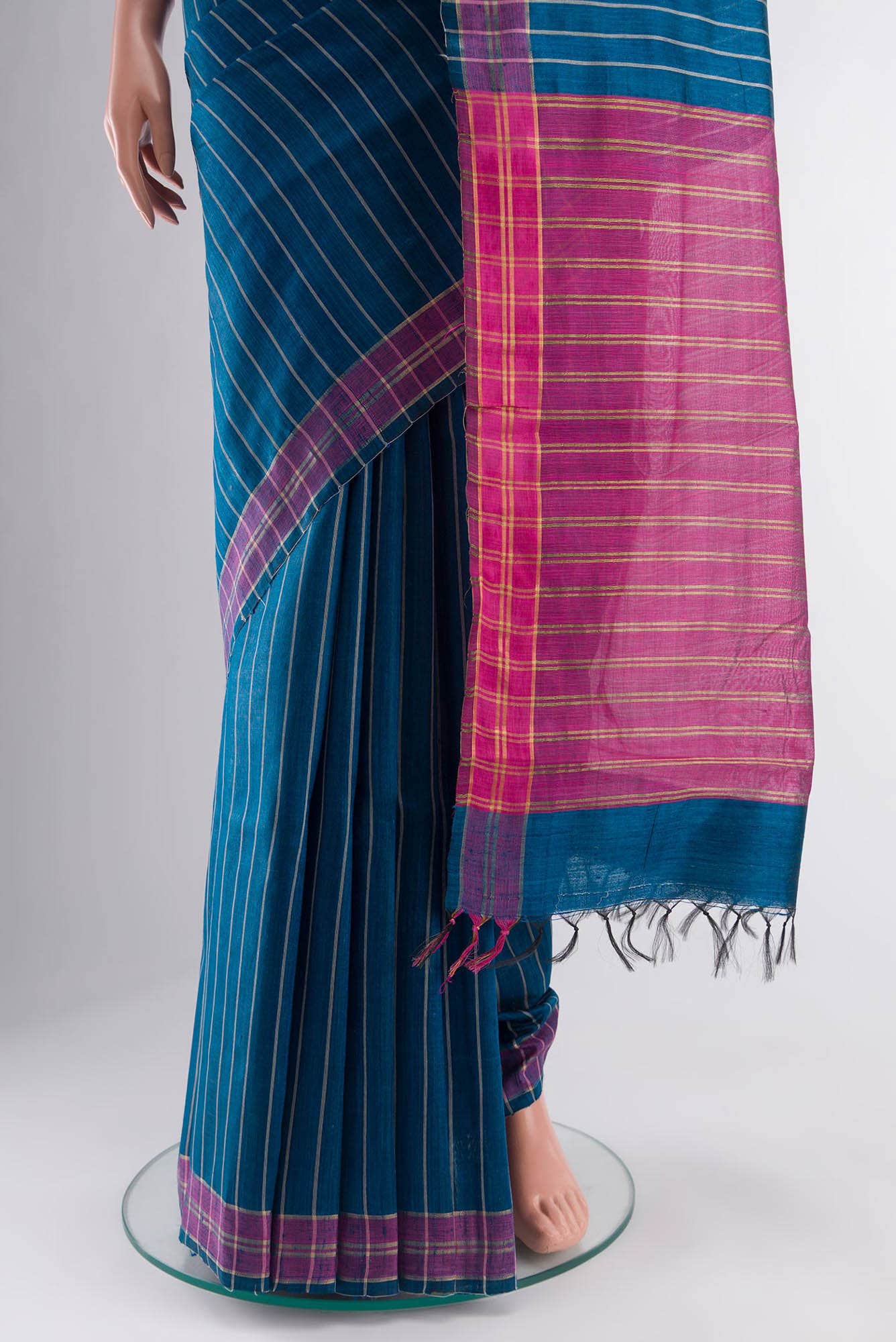Avni-Blue Bhagalpuri Tussar Silk Saree - Image 9