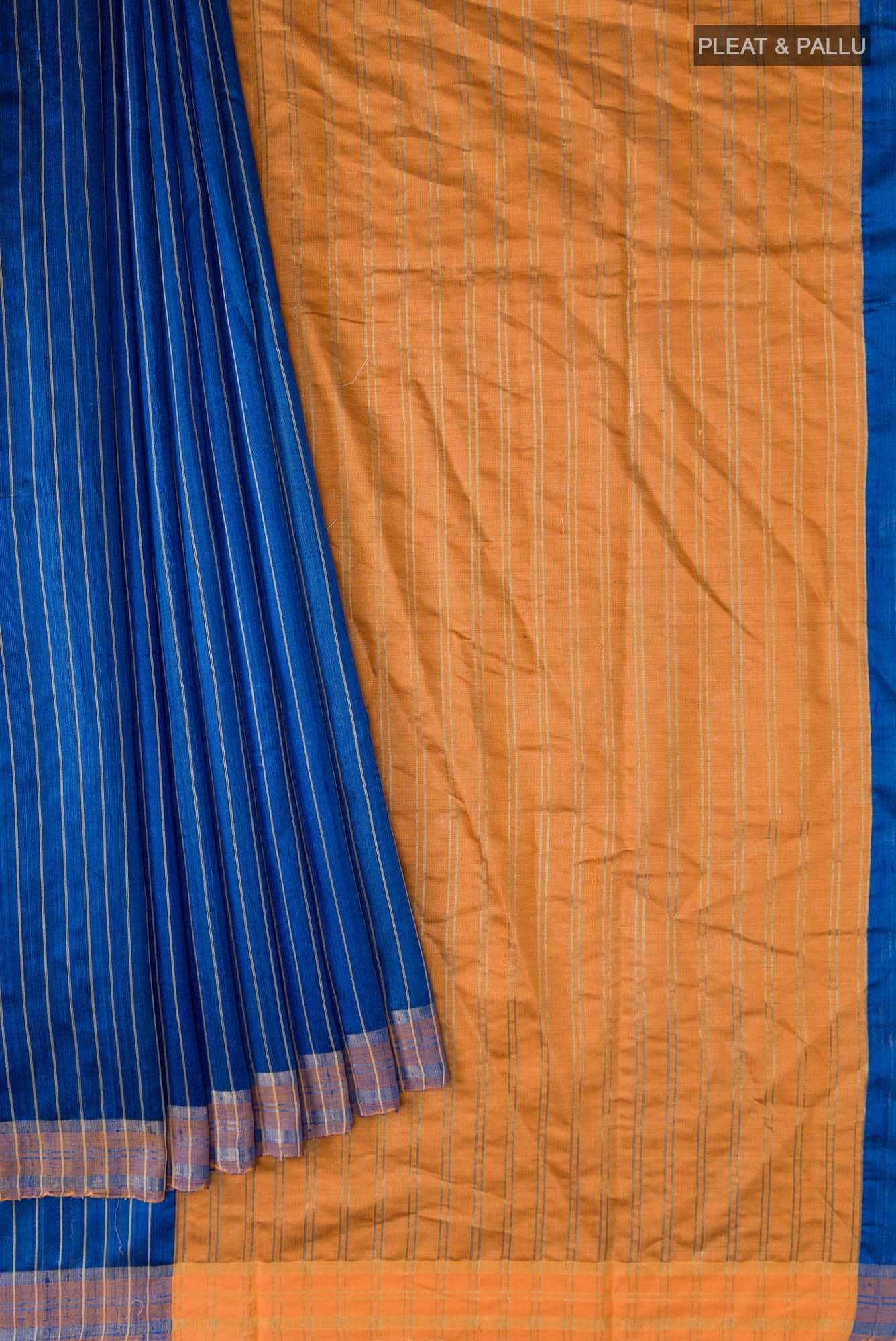 Avni-Royal Blue Bhagalpuri Tussar Silk Saree - Image 2