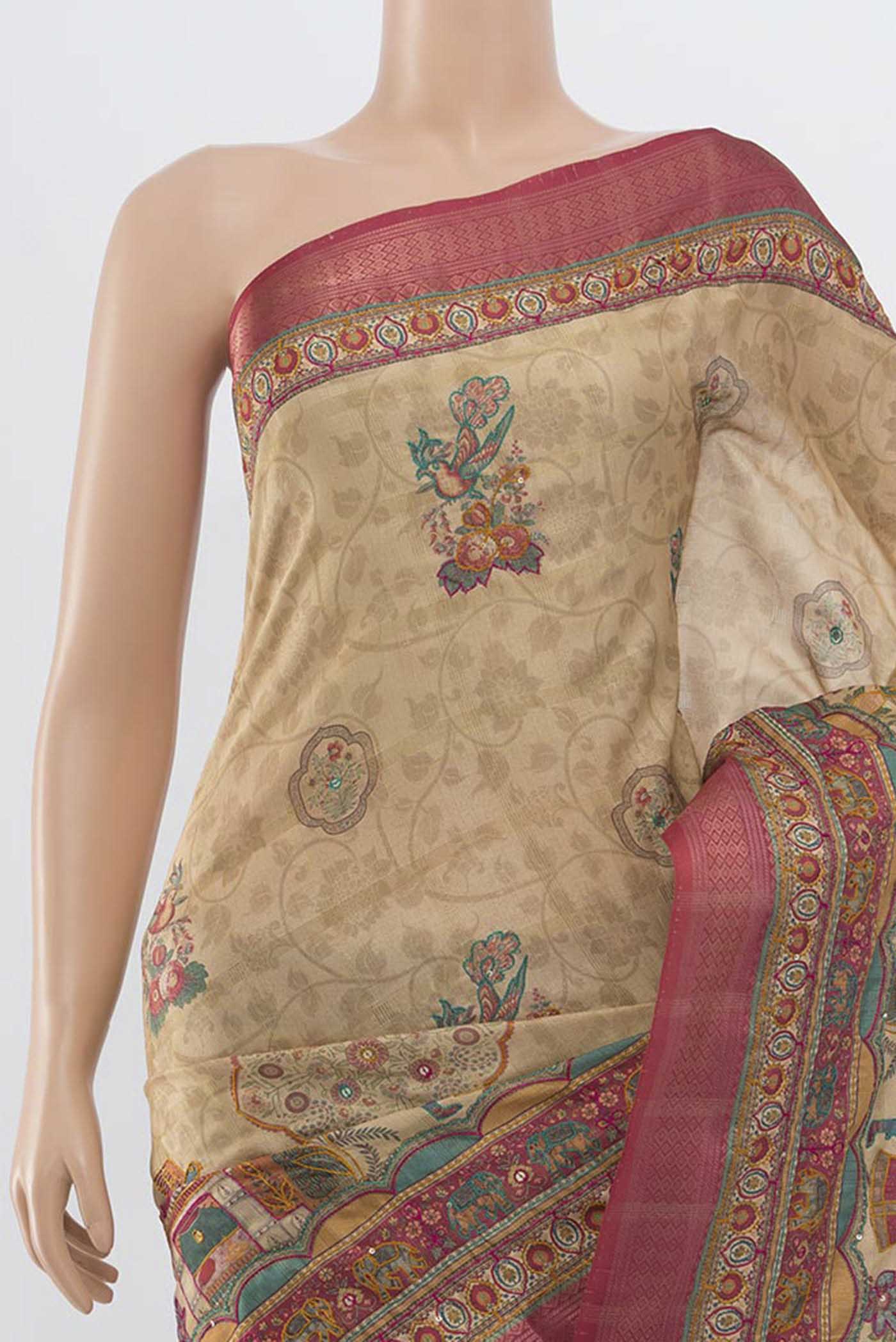 Beige Blended Art Silk Saree - Image 2