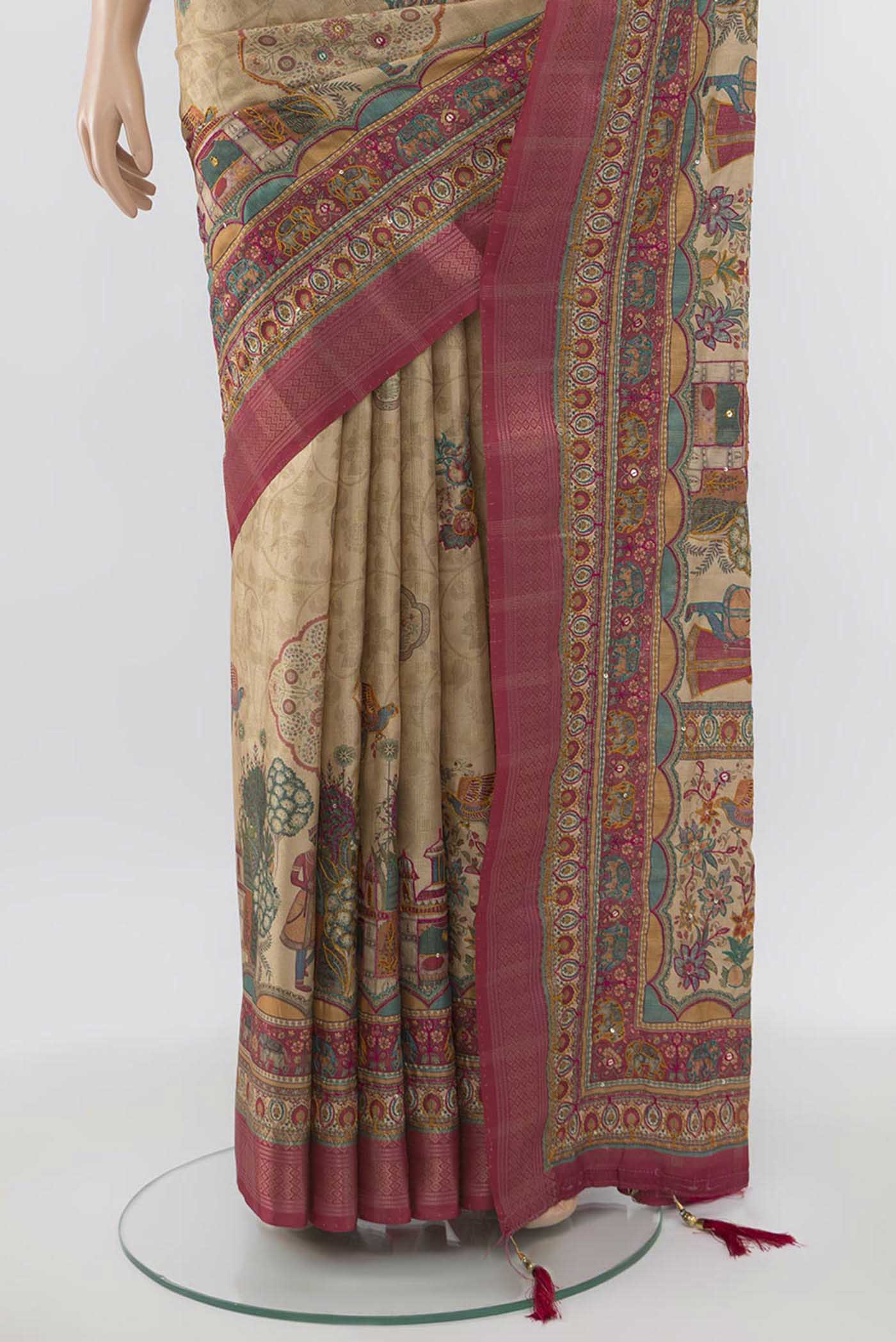 Beige Blended Art Silk Saree - Image 3