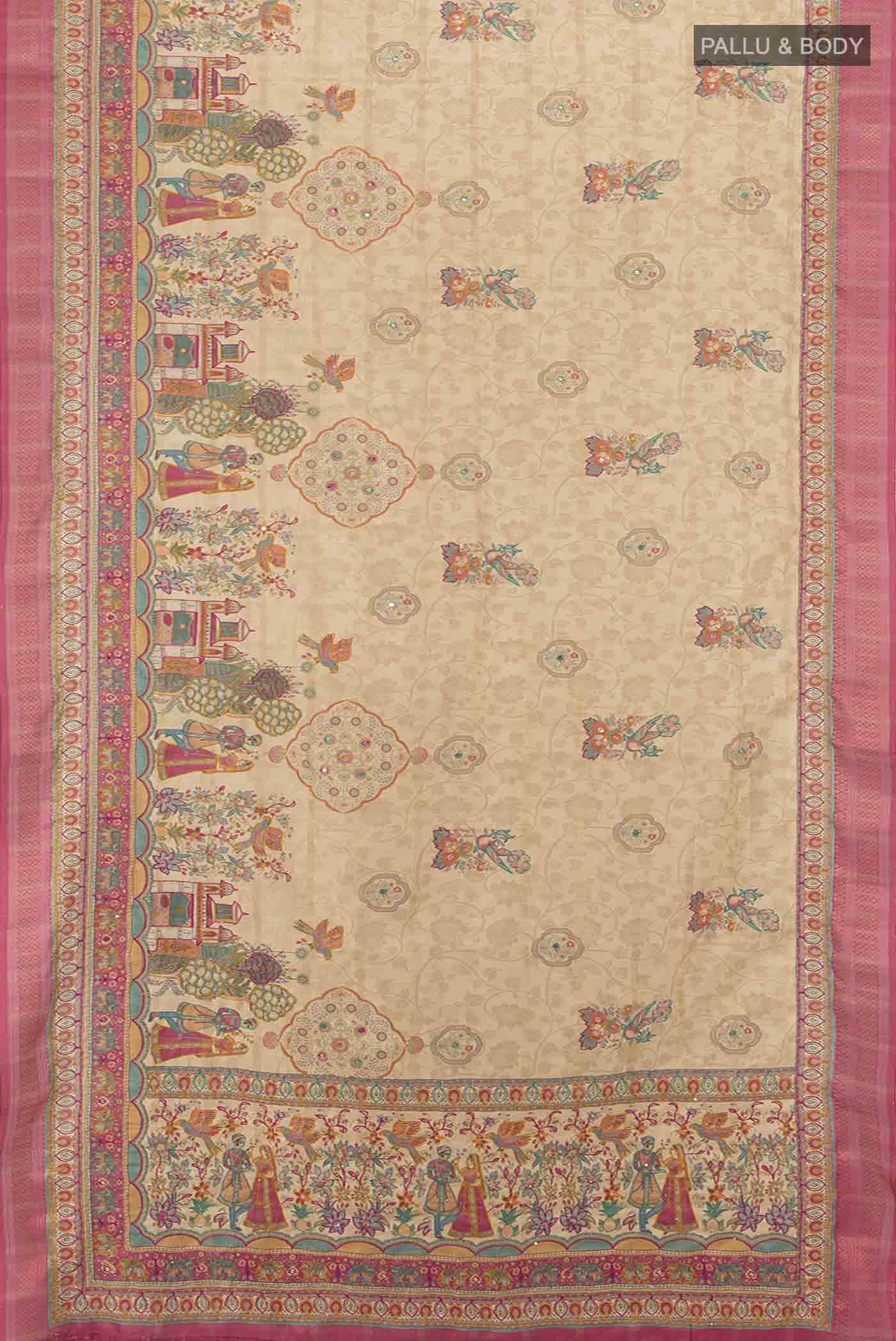 Beige Blended Art Silk Saree - Image 5