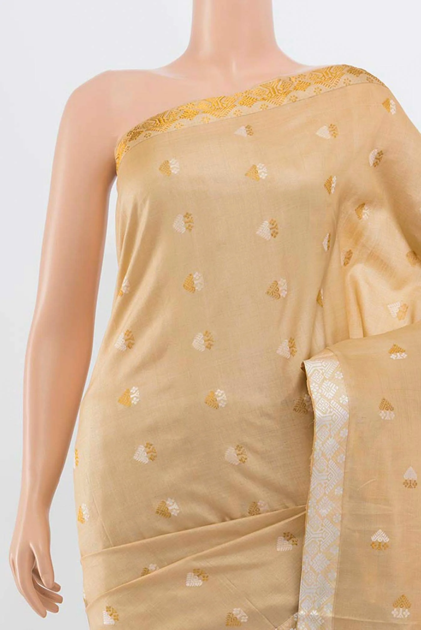 Beige Assam Silk Saree - Image 2