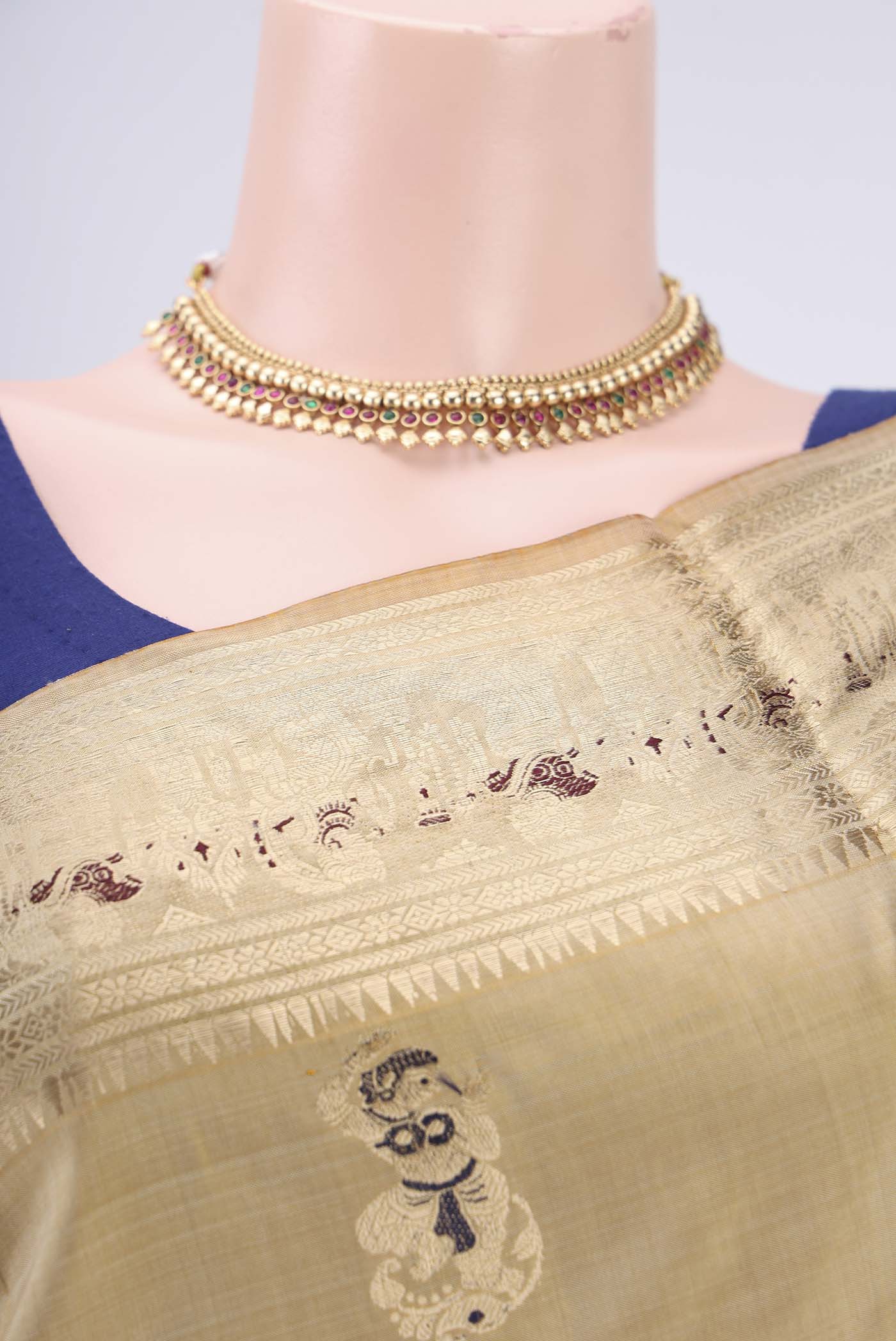 Beige Baluchari Silk Saree - Image 2