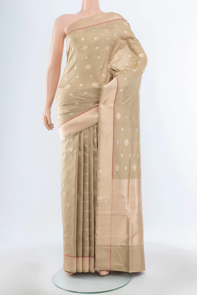 Beige Banarasi Silk Saree