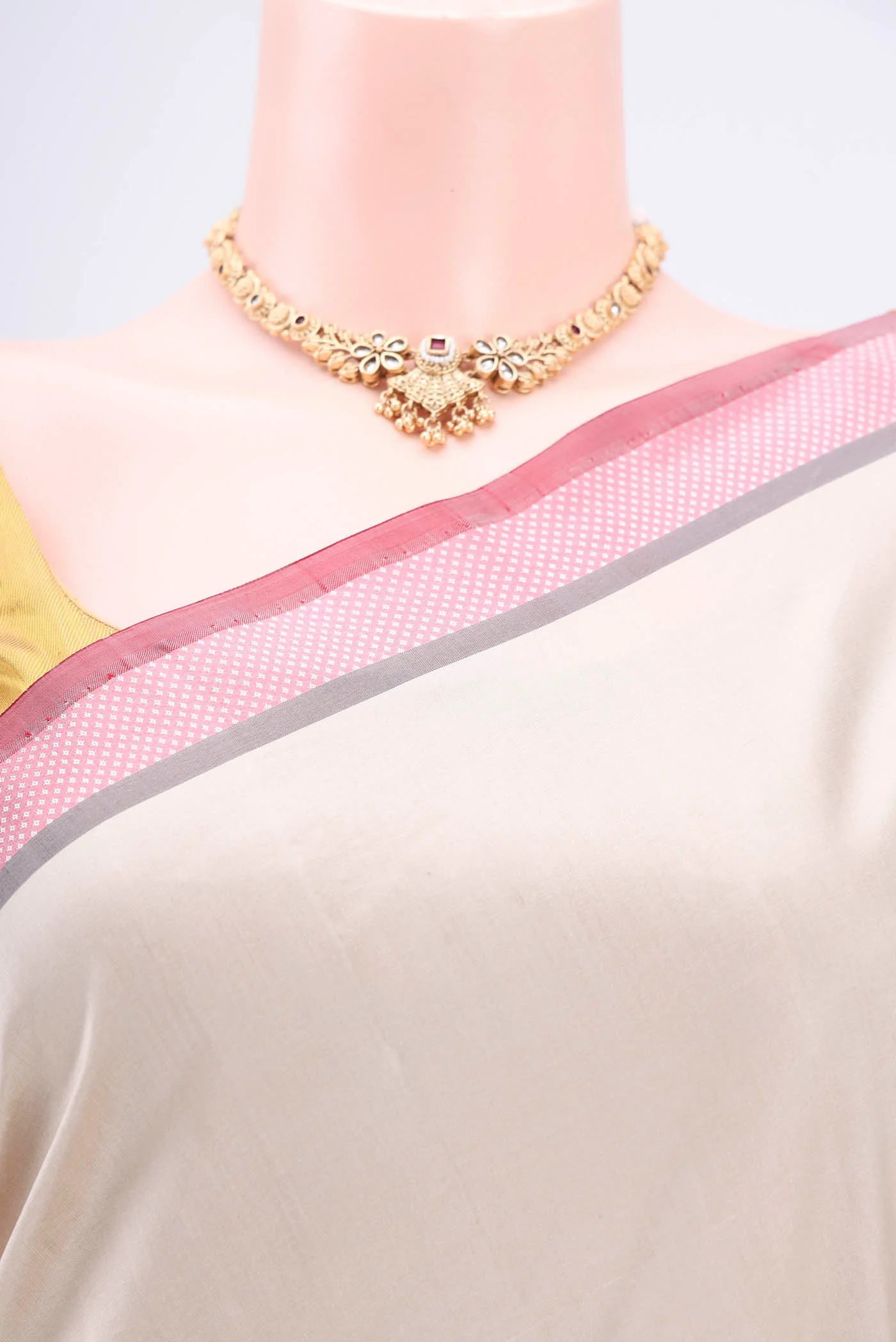 Beige Banarasi Silk Saree - Image 2