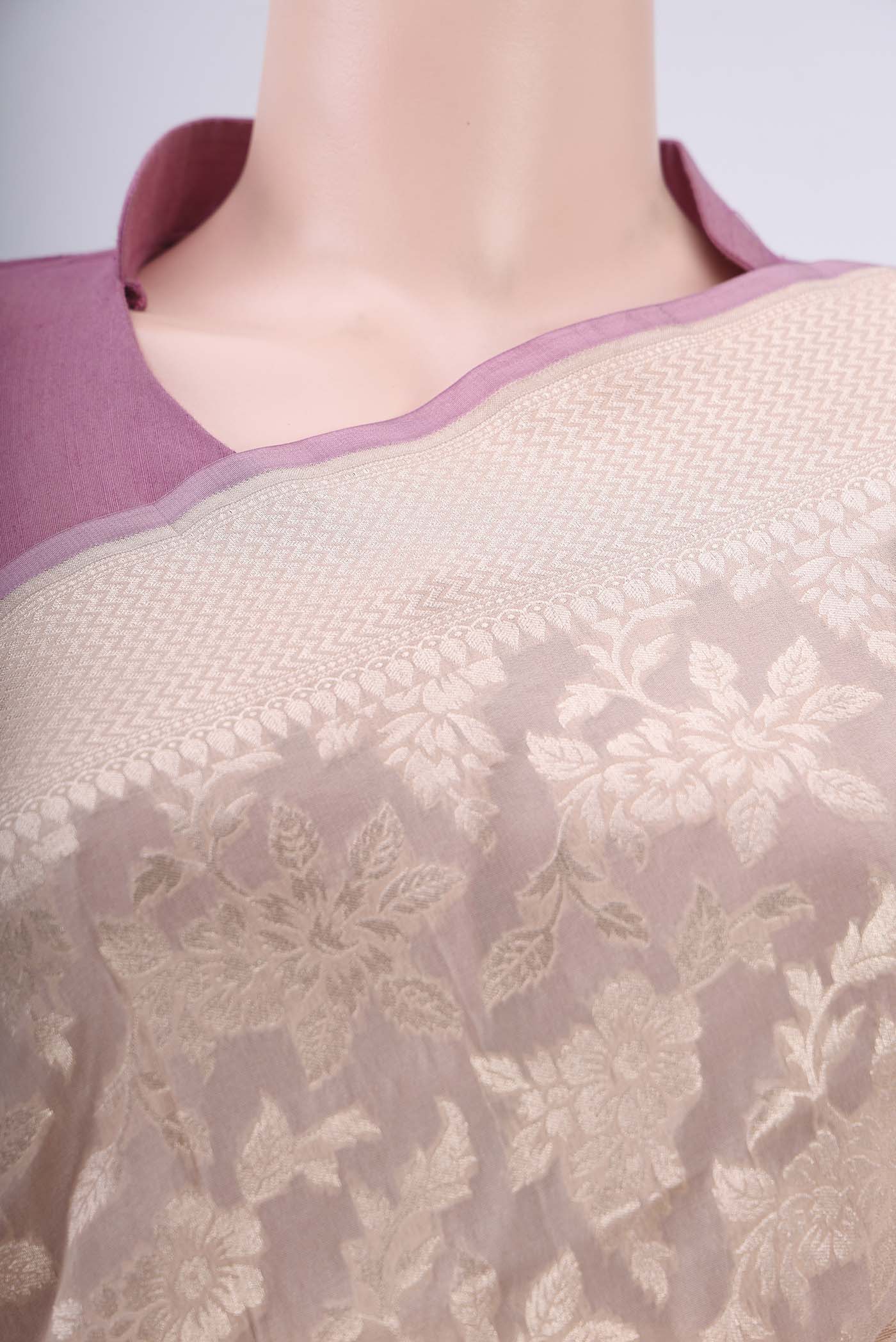 Beige Banarasi Silk Saree - Image 2