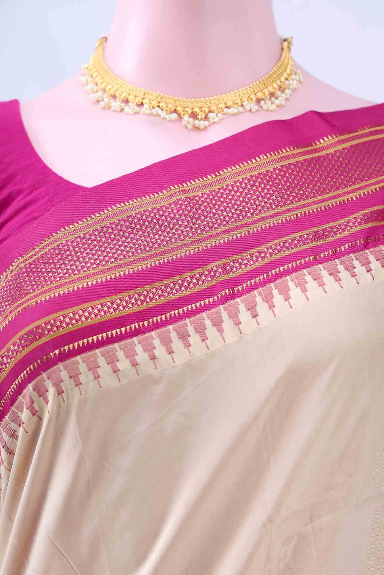 Beige Bangalore Silk - kadyal Saree - Image 3