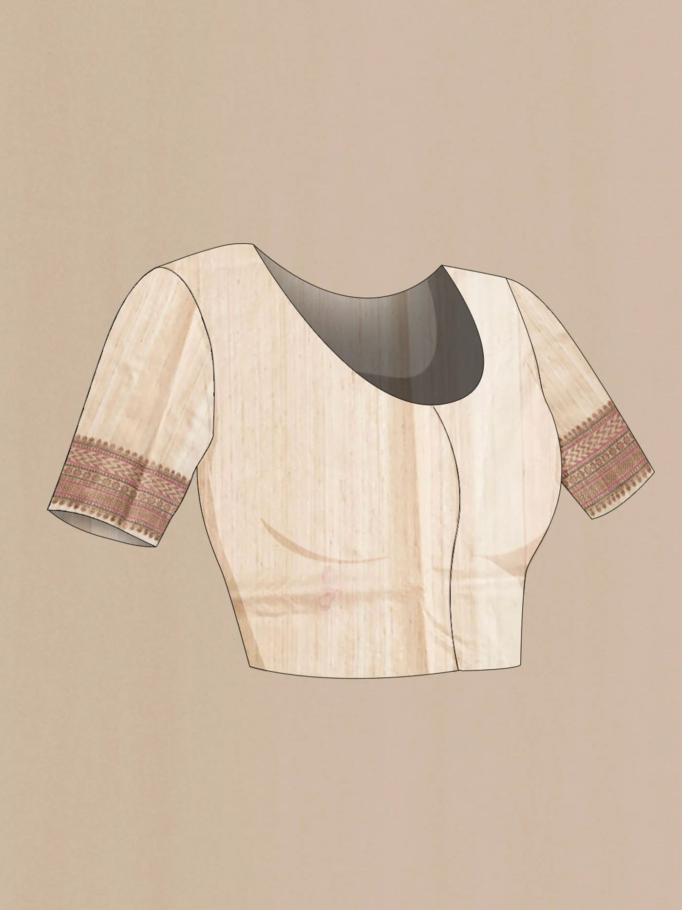 Beige Bhagalpuri Tussar Silk Saree - Image 5