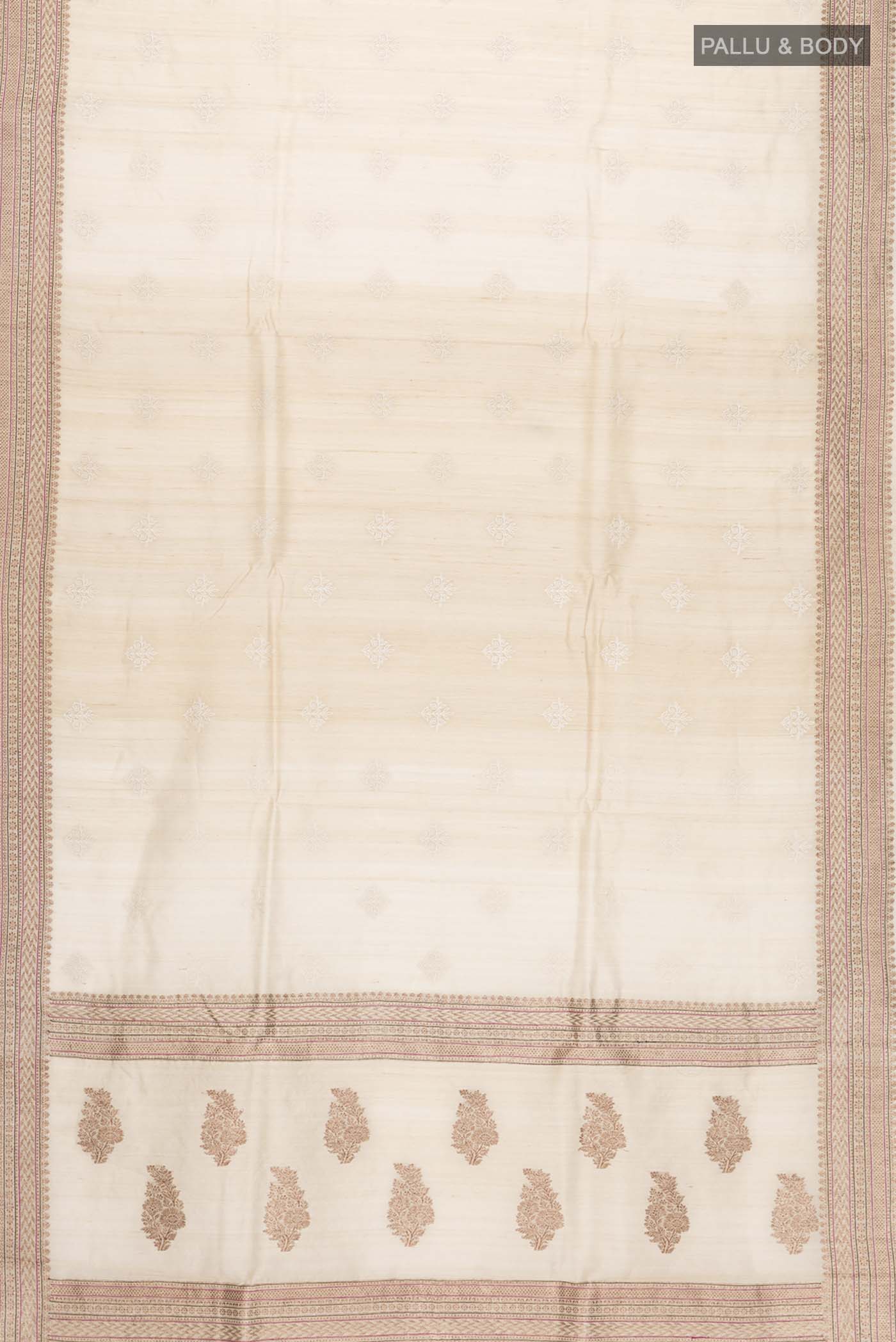 Beige Bhagalpuri Tussar Silk Saree - Image 6