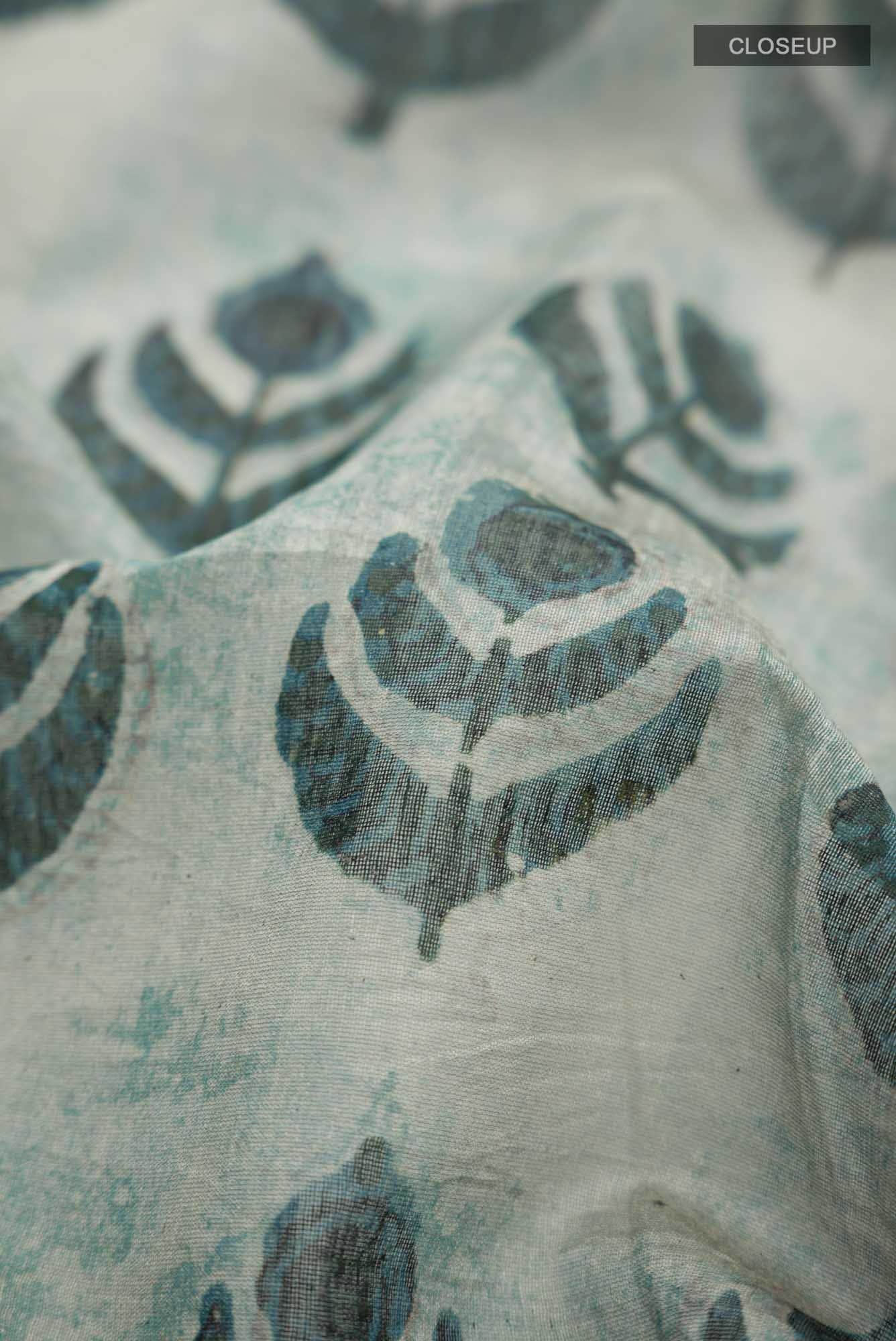 Light Blue Bhagalpuri Tussar Silk Saree - Image 2
