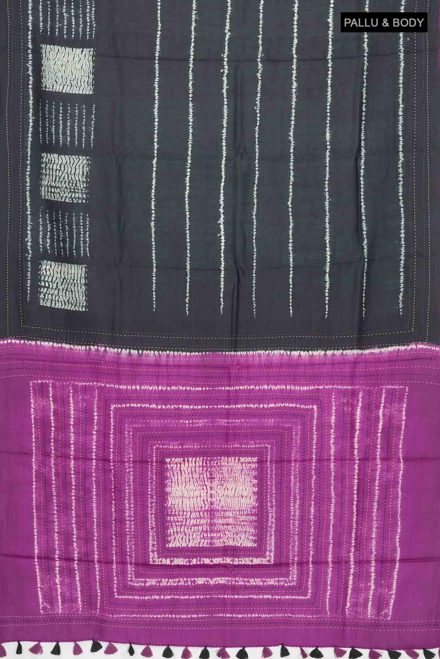 Beige Bhagalpuri Tussar Silk Saree - Image 3