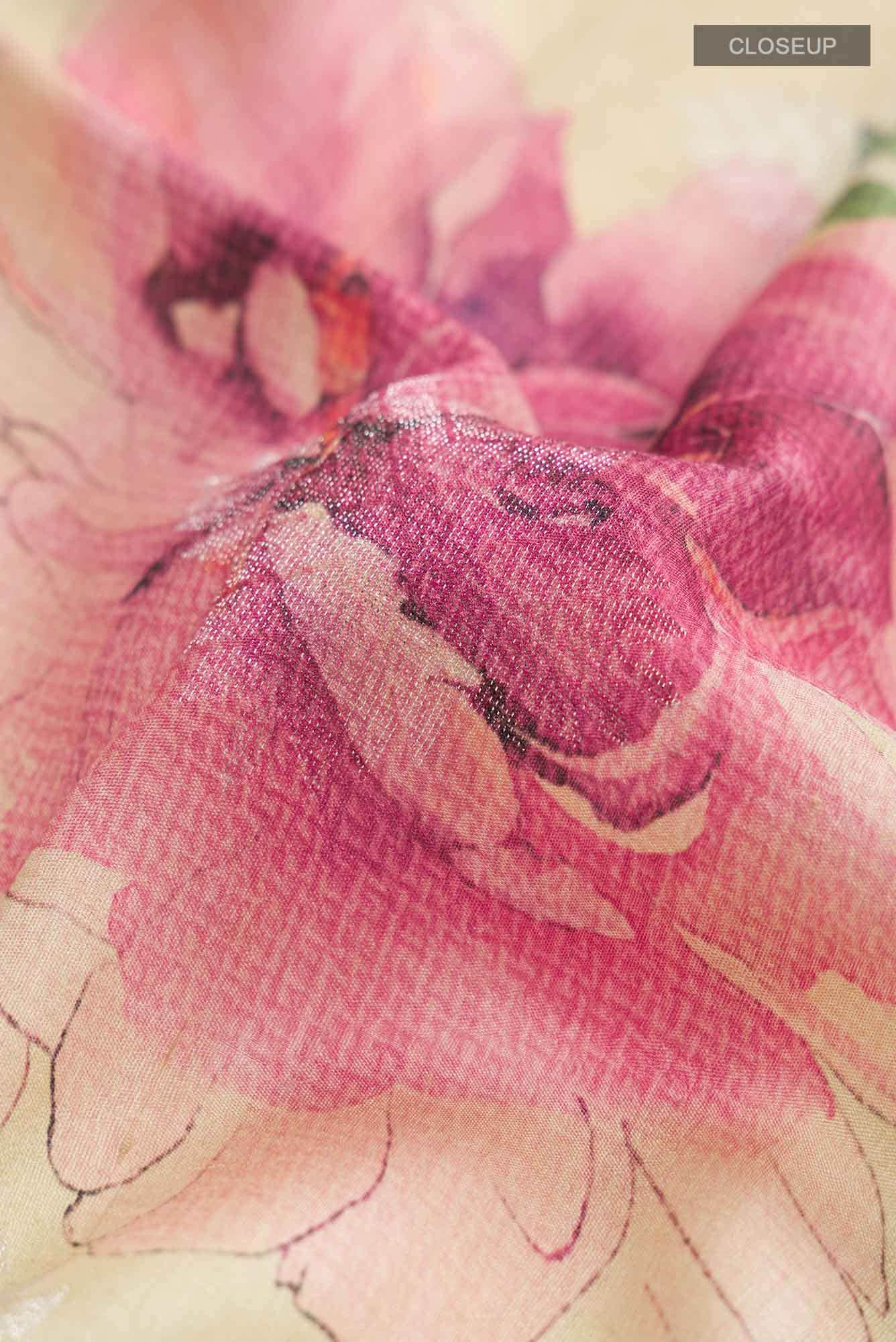 Beige Bhagalpuri Tussar Silk Saree - Image 3