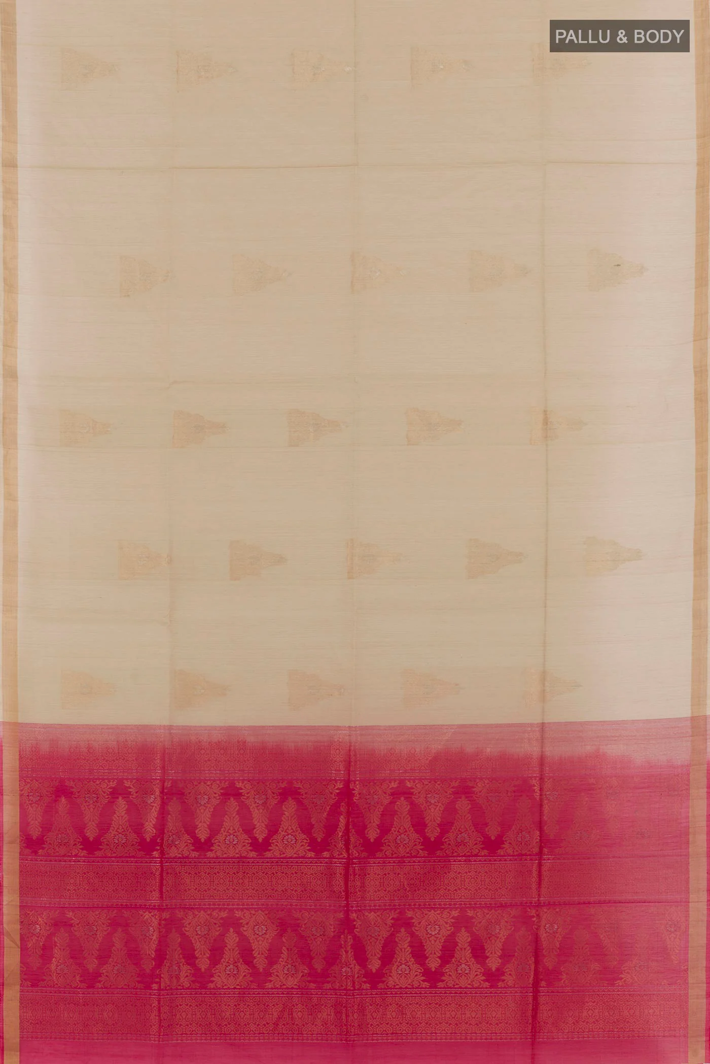 Beige Silk Cotton Saree - Image 3